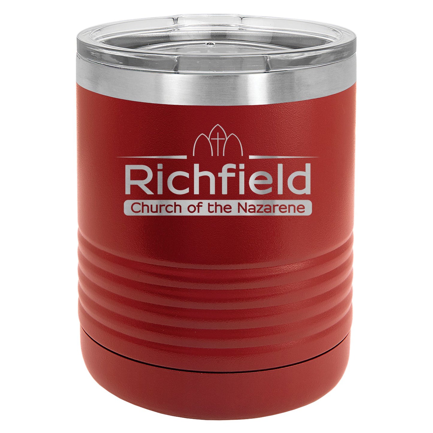 Richfield Church of the Nazarene 10 oz. Red Vacuum Insulated Ringneck Tumbler with Clear Lid