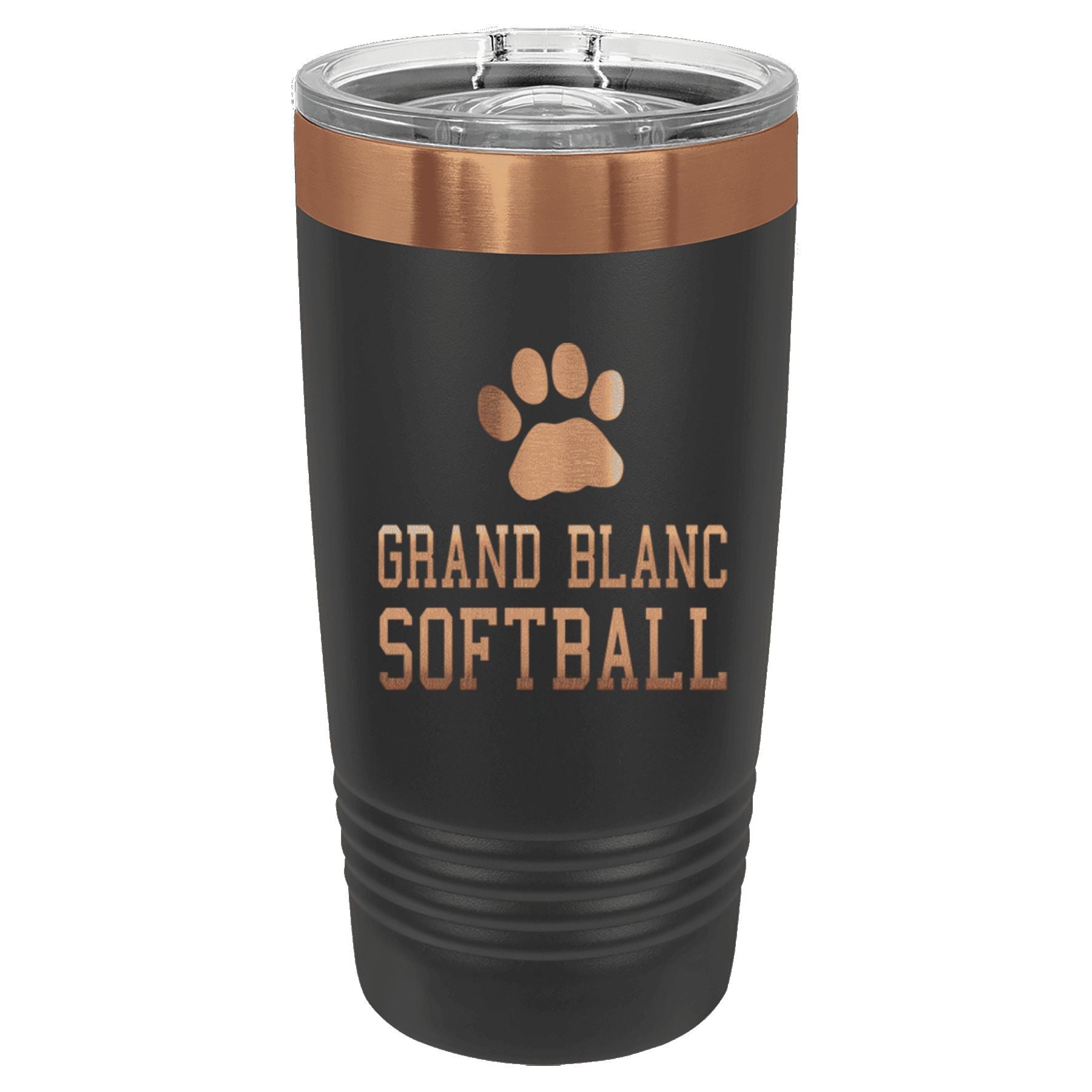 Grand Blanc Sofbtall Bronze Engraved 20oz Ringneck Tumbler