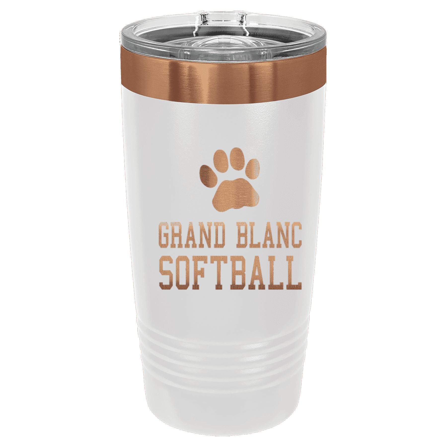 Grand Blanc Sofbtall Bronze Engraved 20oz Ringneck Tumbler
