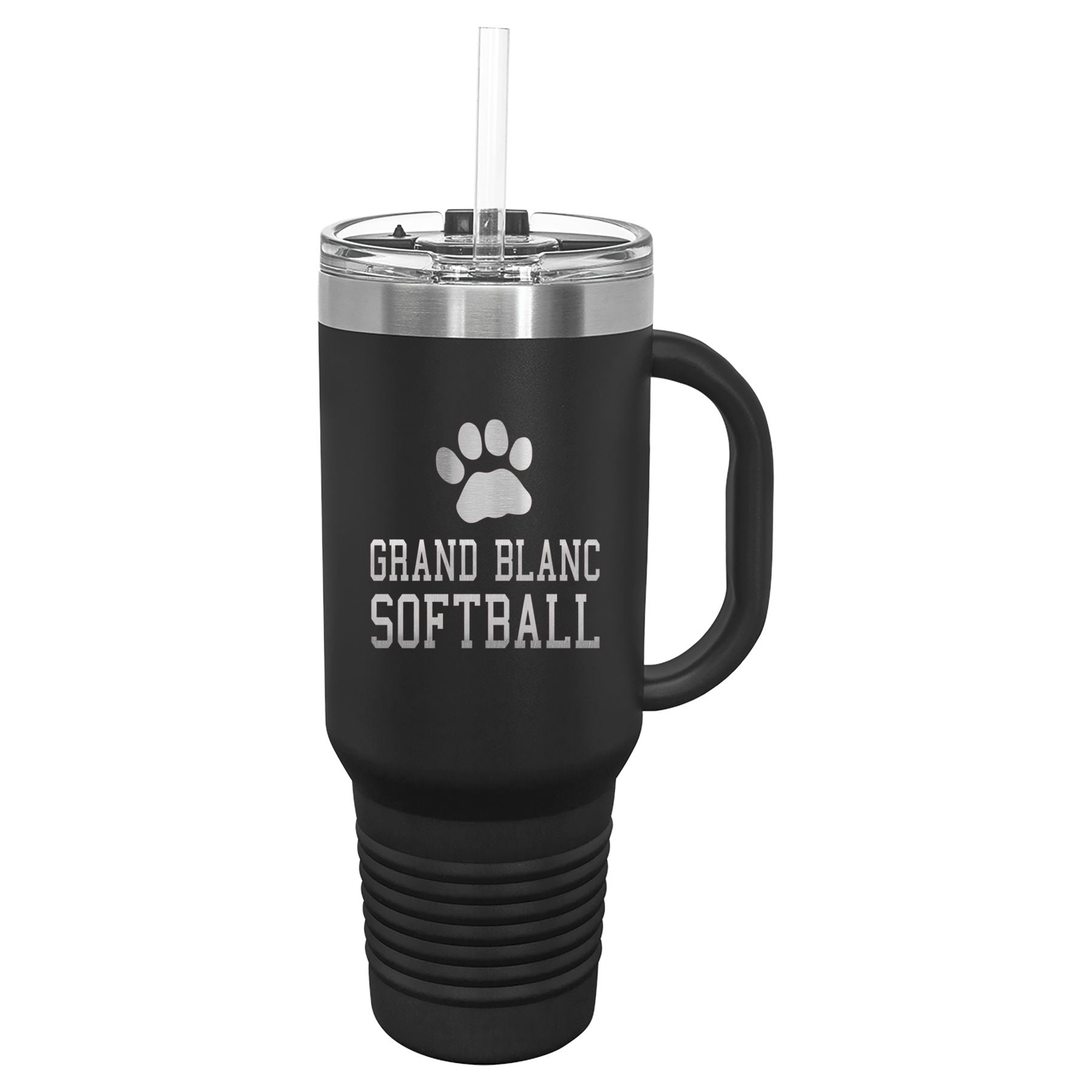 Grand Blanc Softball 40 oz. Travel Mug with Handle & Straw