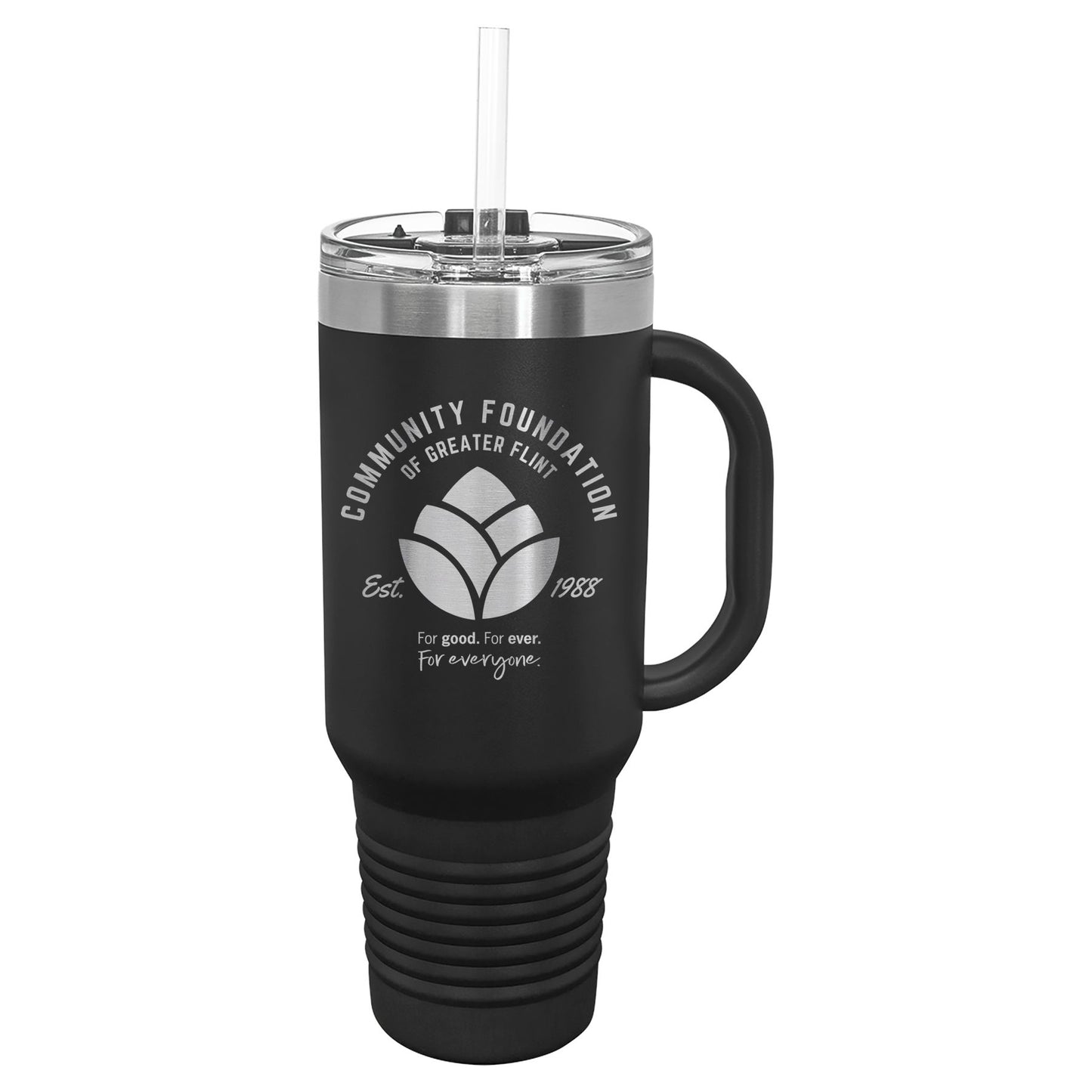 Community Foundation of Greater Flint 40 oz. Travel Mug with Handle & Straw