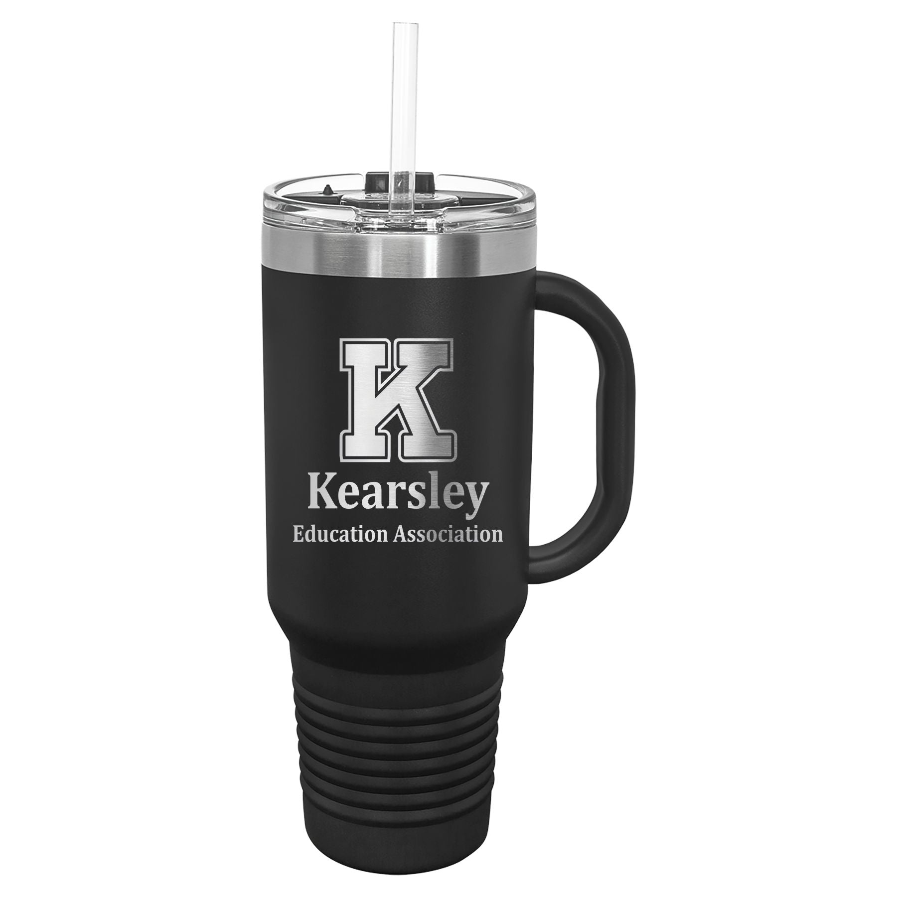 Kearsley Education Association 40 oz. Travel Mug with Handle & Straw