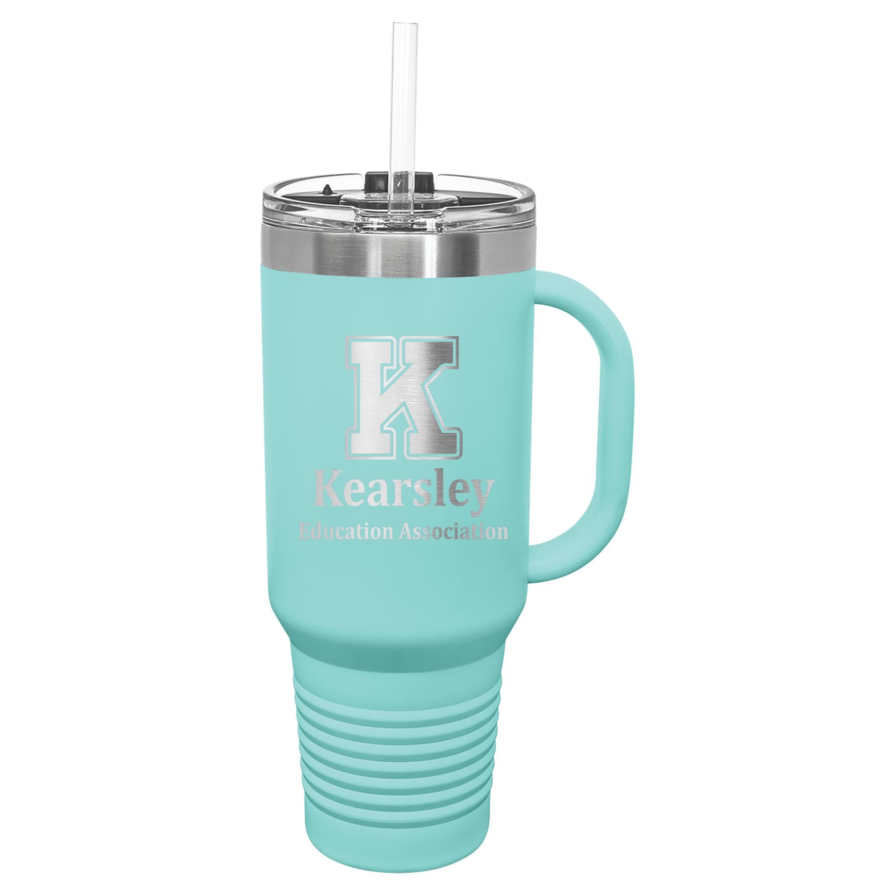 Kearsley Education Association 40 oz. Travel Mug with Handle & Straw