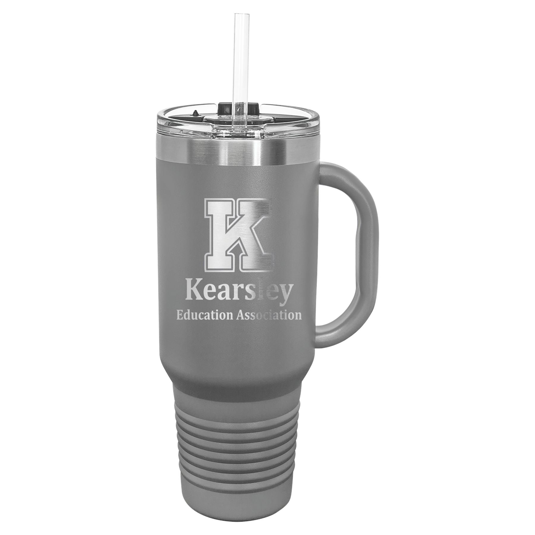 Kearsley Education Association 40 oz. Travel Mug with Handle & Straw