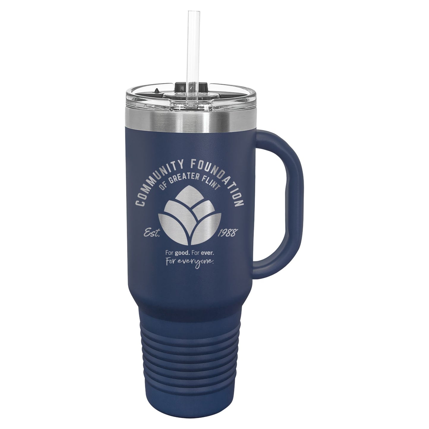 Community Foundation of Greater Flint 40 oz. Travel Mug with Handle & Straw