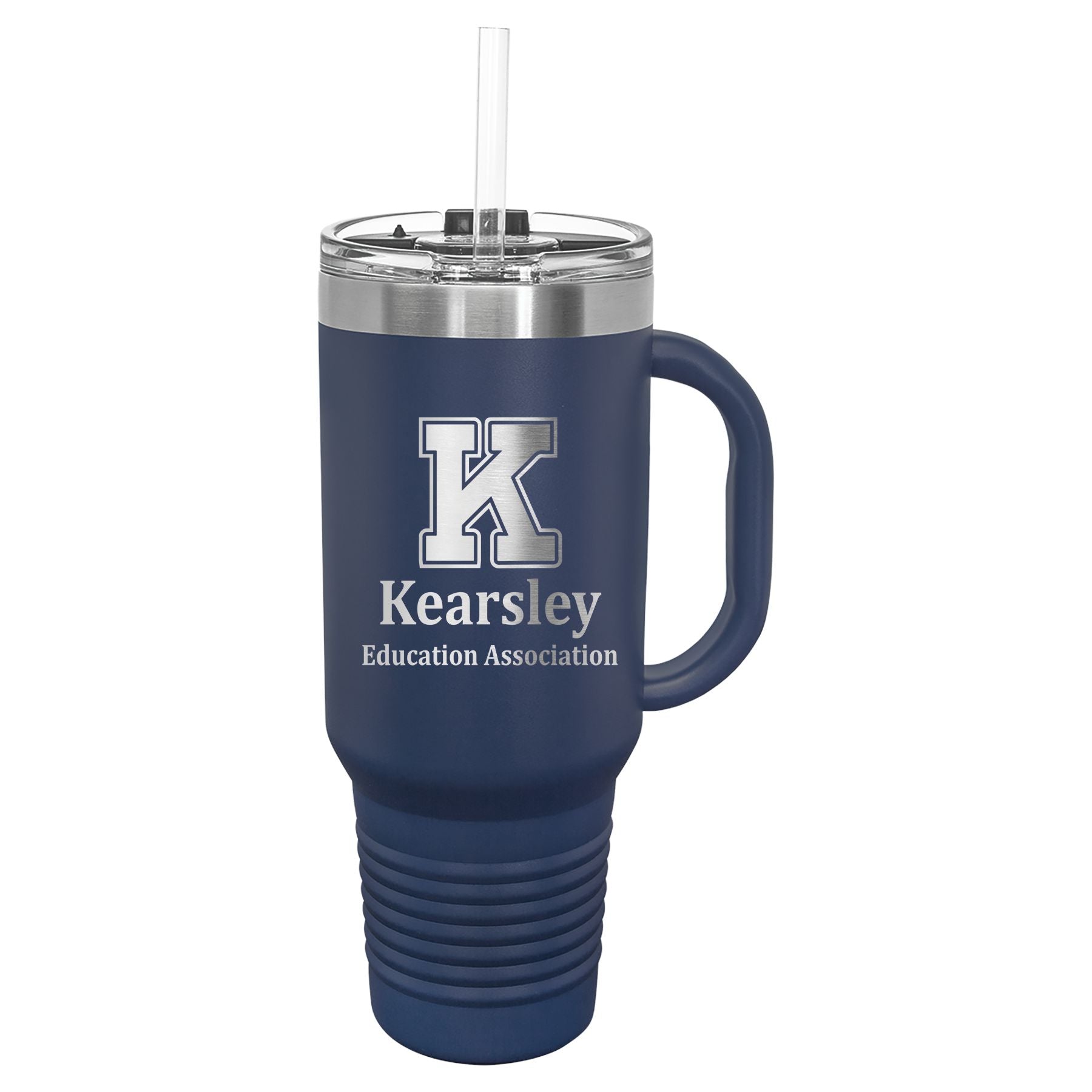 Kearsley Education Association 40 oz. Travel Mug with Handle & Straw
