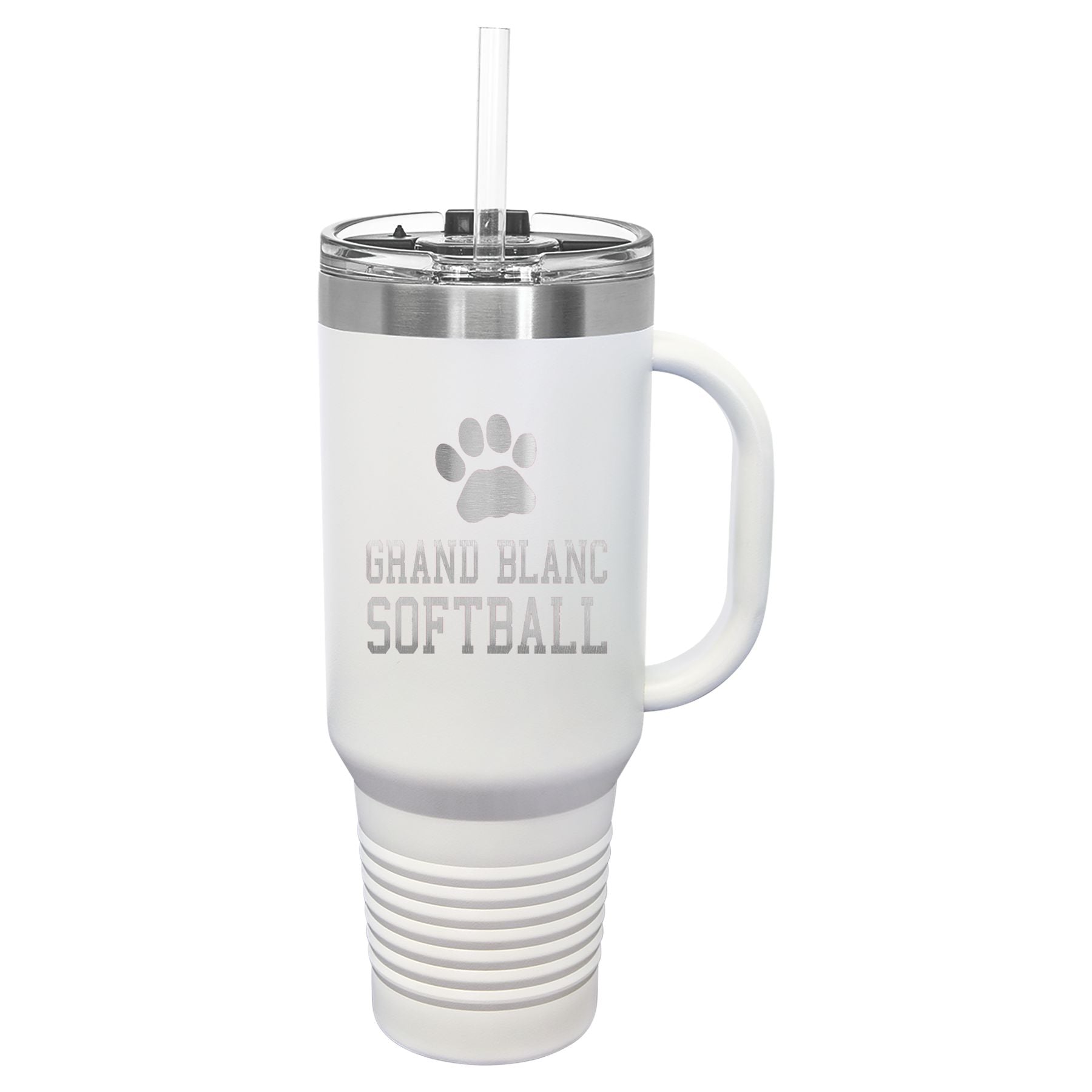 Grand Blanc Softball 40 oz. Travel Mug with Handle & Straw