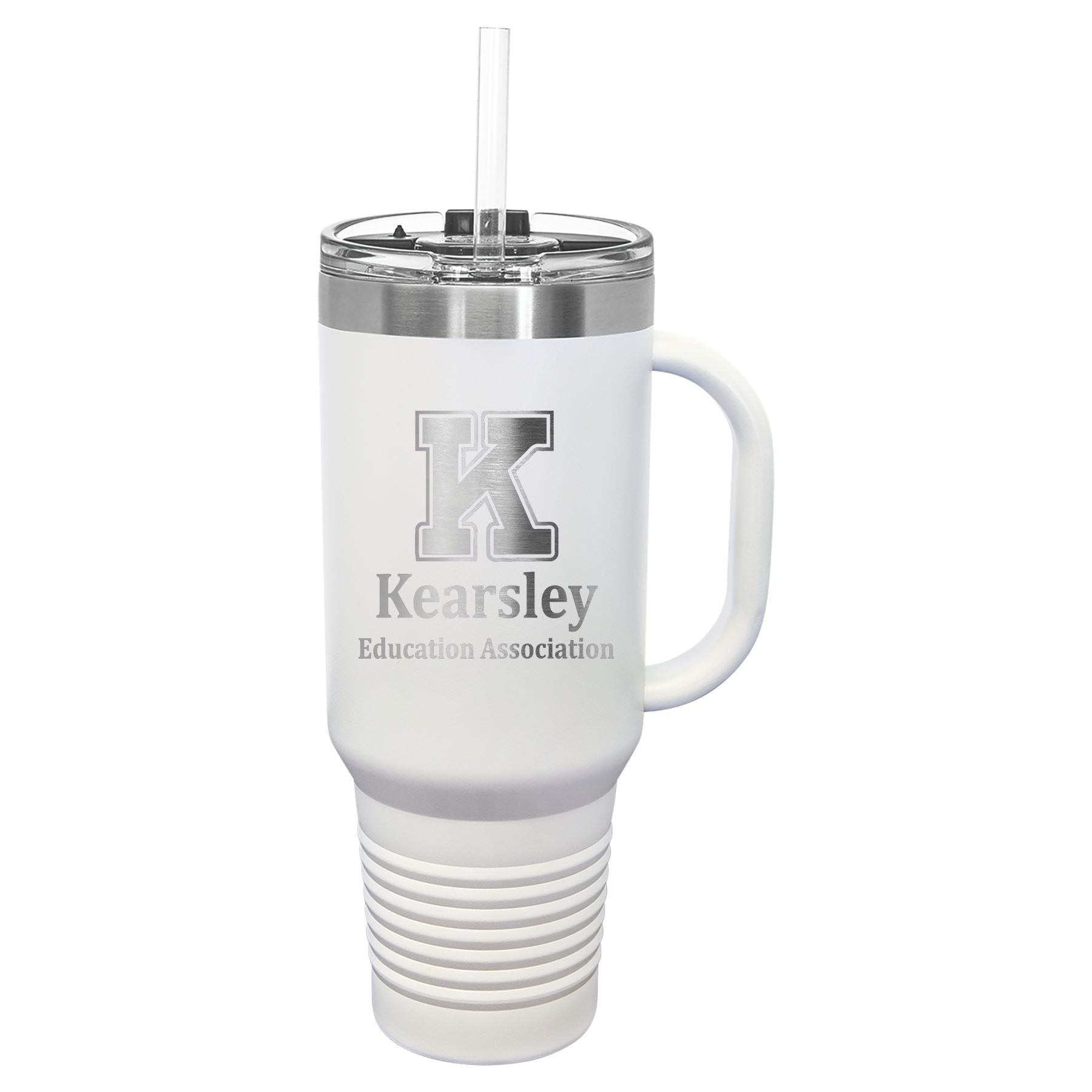 Kearsley Education Association 40 oz. Travel Mug with Handle & Straw