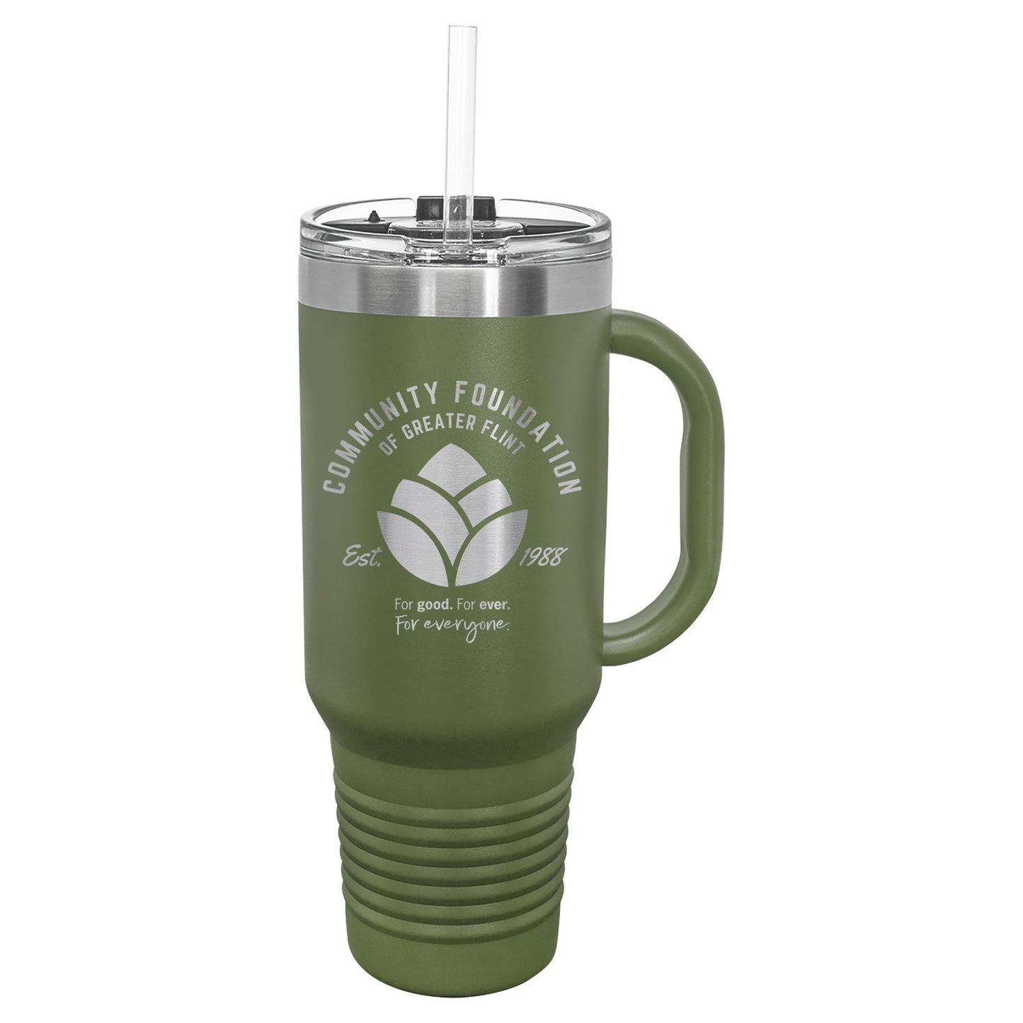 Community Foundation of Greater Flint 40 oz. Travel Mug with Handle & Straw