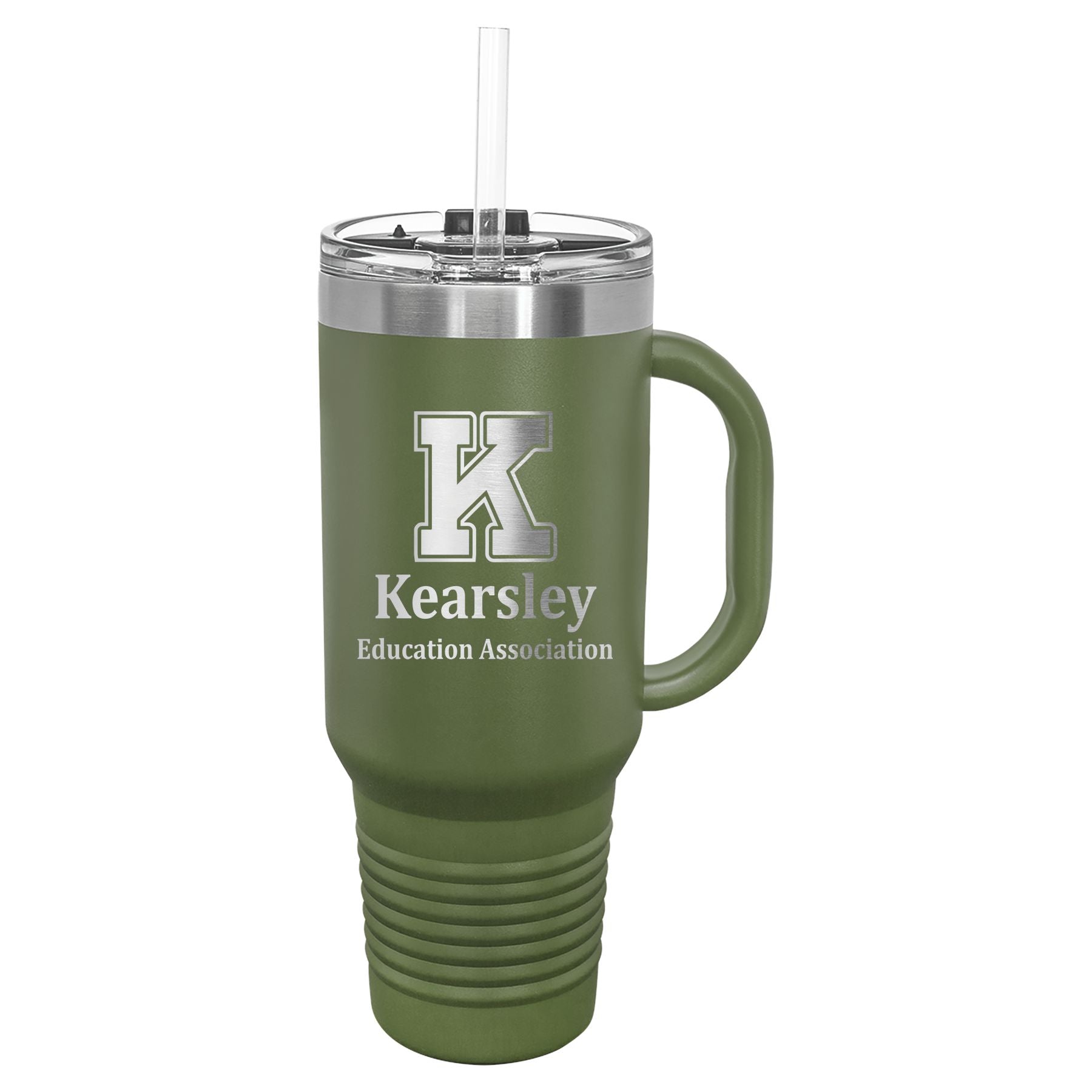 Kearsley Education Association 40 oz. Travel Mug with Handle & Straw