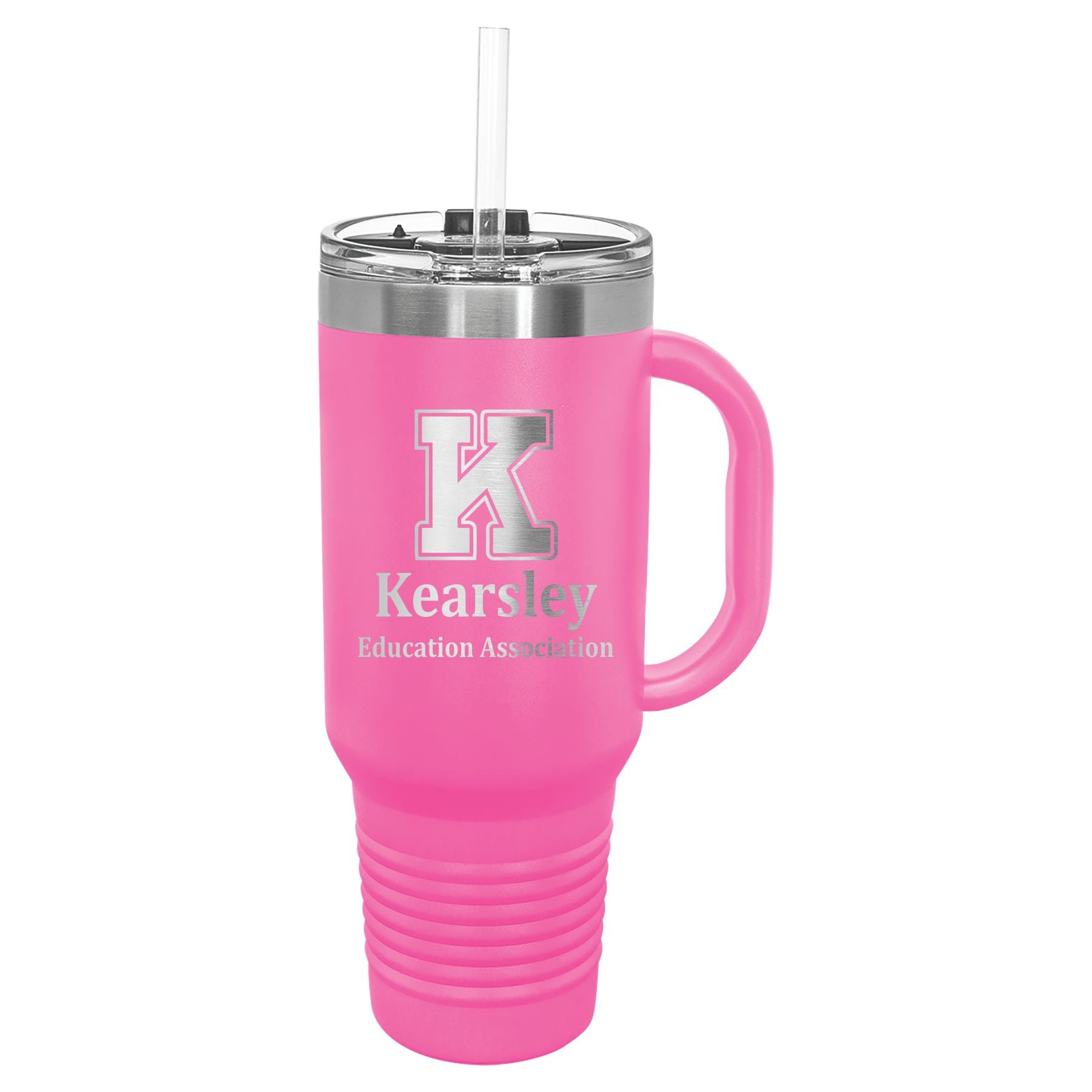 Kearsley Education Association 40 oz. Travel Mug with Handle & Straw