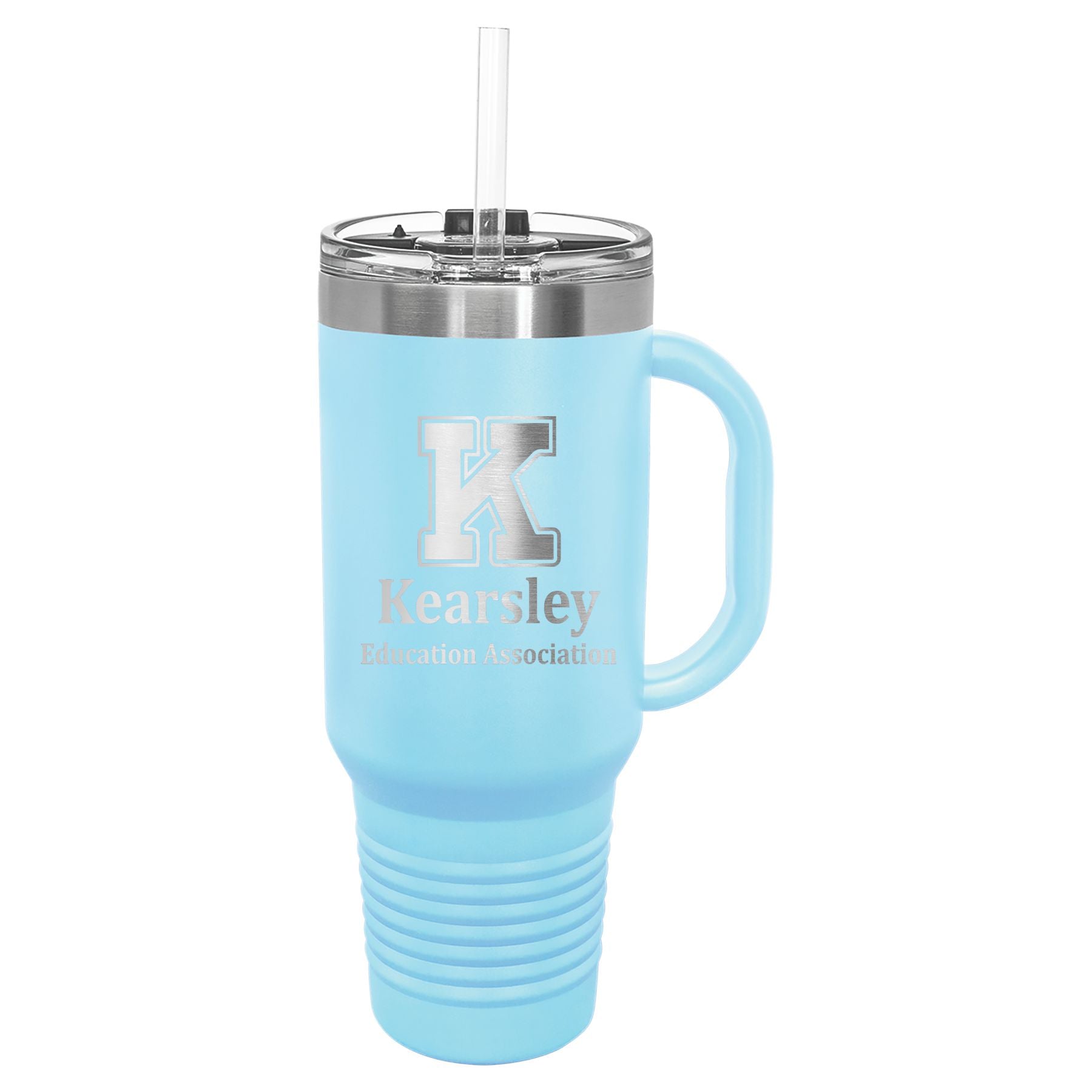 Kearsley Education Association 40 oz. Travel Mug with Handle & Straw