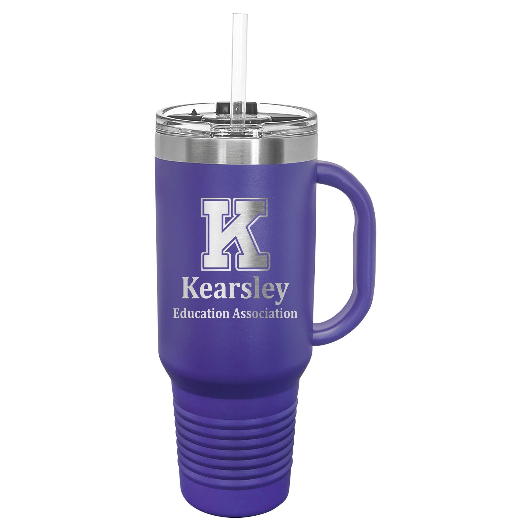 Kearsley Education Association 40 oz. Travel Mug with Handle & Straw