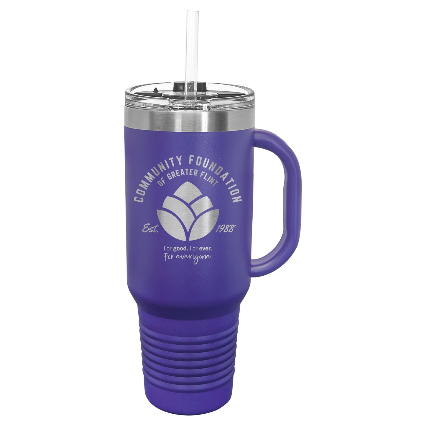 Community Foundation of Greater Flint 40 oz. Travel Mug with Handle & Straw