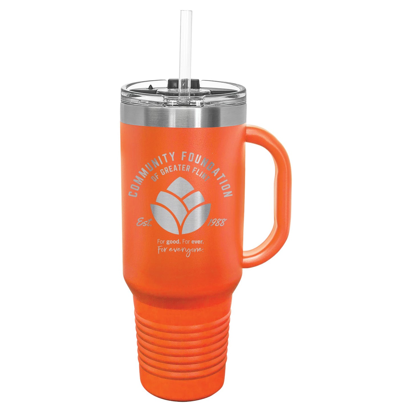 Community Foundation of Greater Flint 40 oz. Travel Mug with Handle & Straw