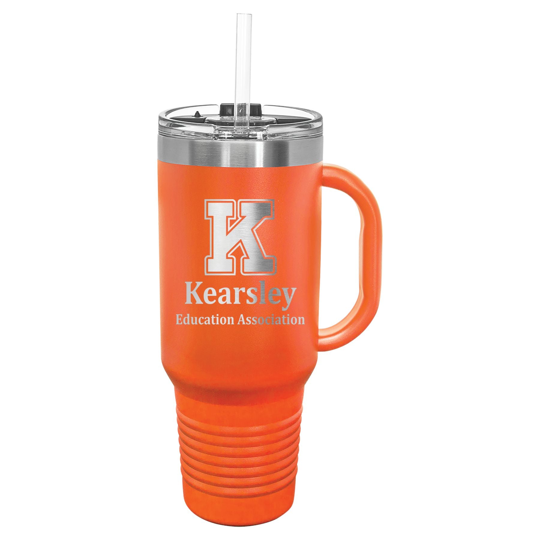 Kearsley Education Association 40 oz. Travel Mug with Handle & Straw