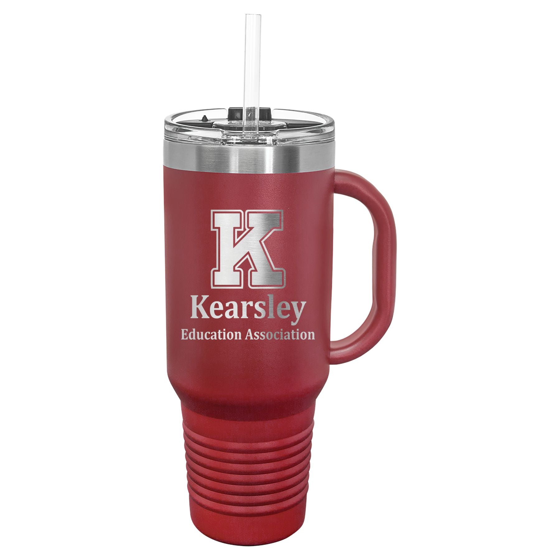 Kearsley Education Association 40 oz. Travel Mug with Handle & Straw