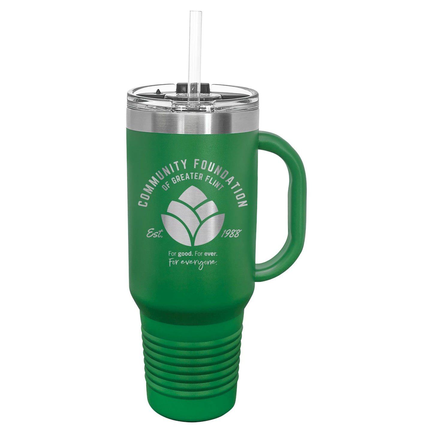 Community Foundation of Greater Flint 40 oz. Travel Mug with Handle & Straw