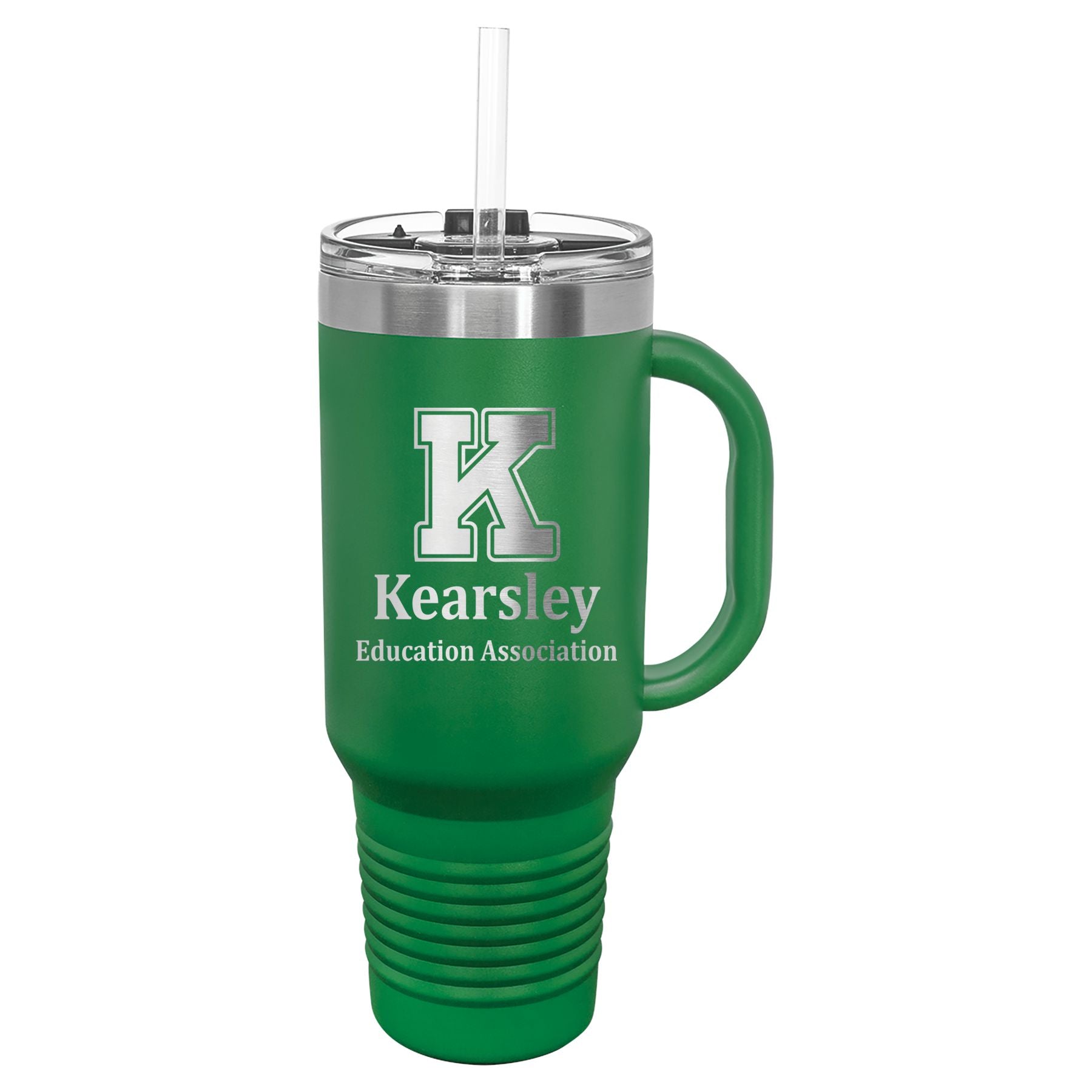Kearsley Education Association 40 oz. Travel Mug with Handle & Straw