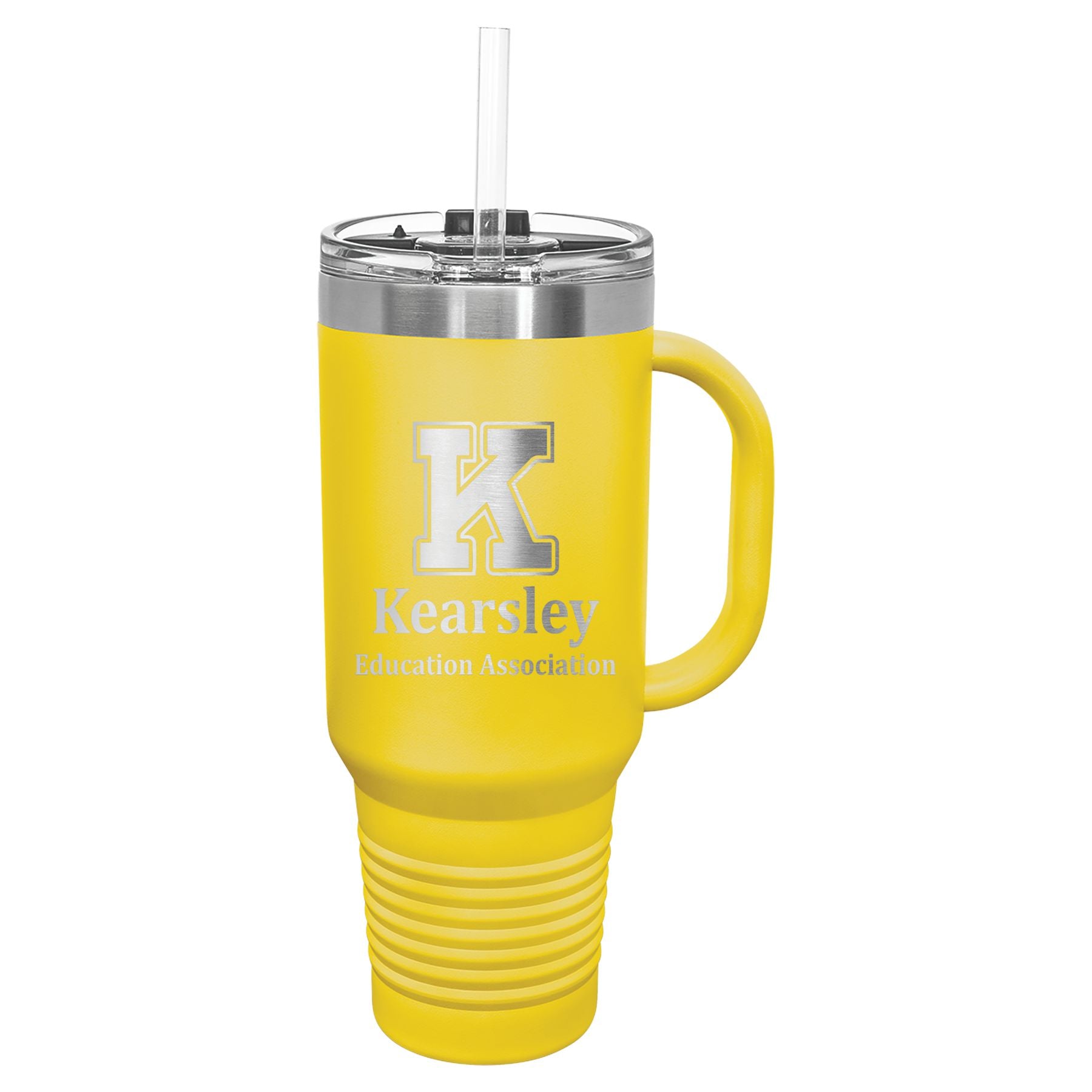 Kearsley Education Association 40 oz. Travel Mug with Handle & Straw