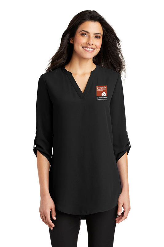 Community Foundation of Greater Flint Port Authority ® Ladies 3/4-Sleeve Tunic Blouse