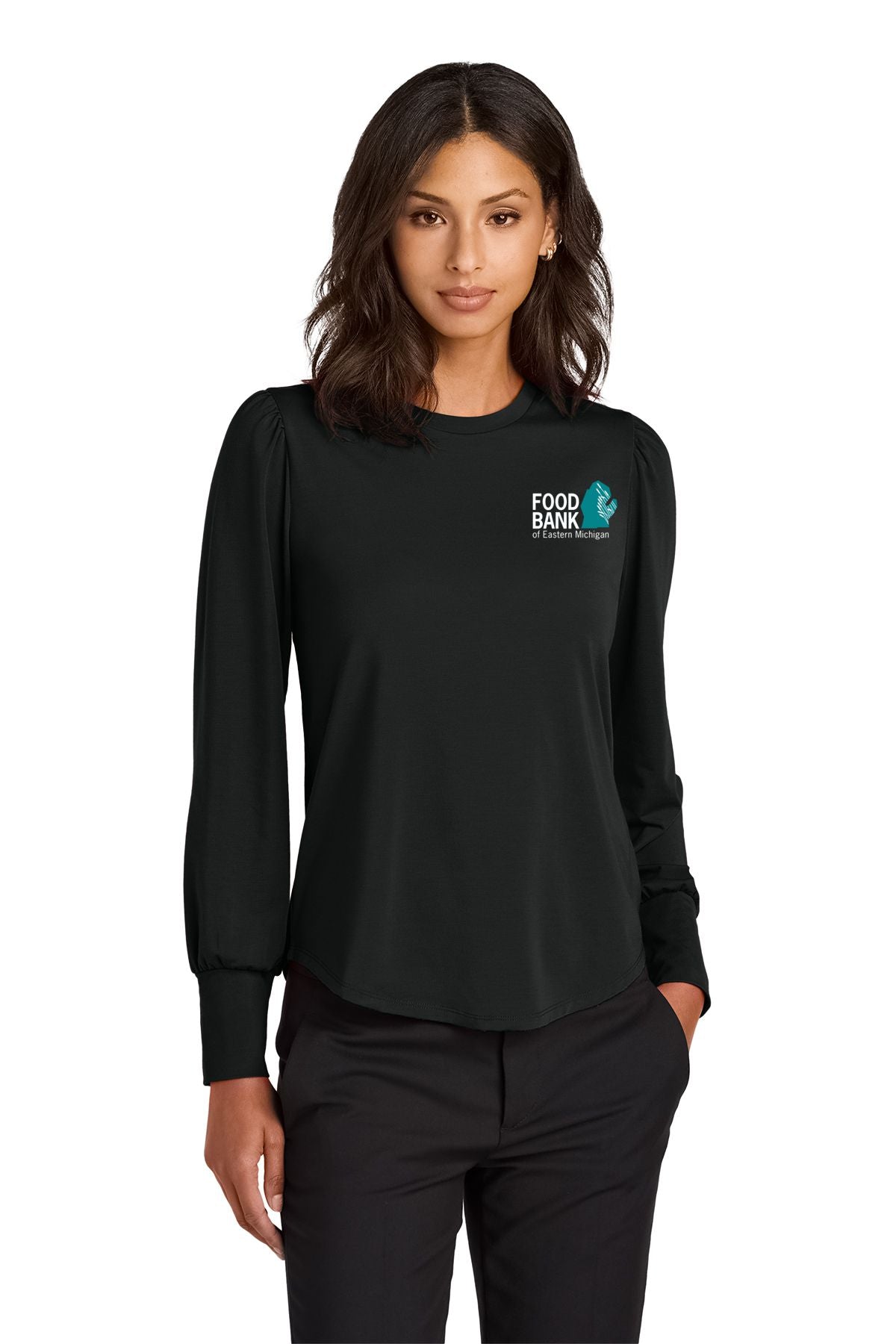 Food Bank of Eastern Michigan Mercer+Mettle® Women’s Stretch Jersey Long Sleeve Blouson Top