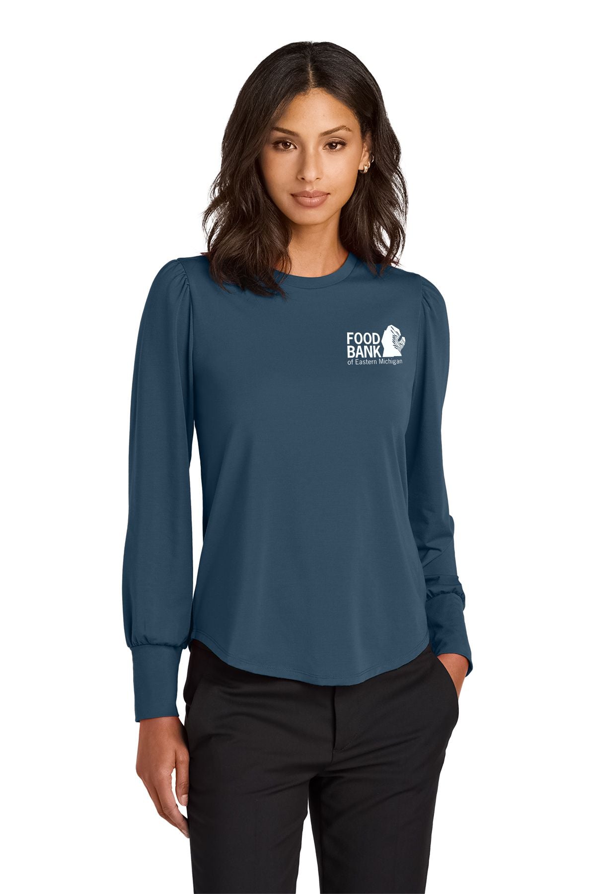 Food Bank of Eastern Michigan Mercer+Mettle® Women’s Stretch Jersey Long Sleeve Blouson Top