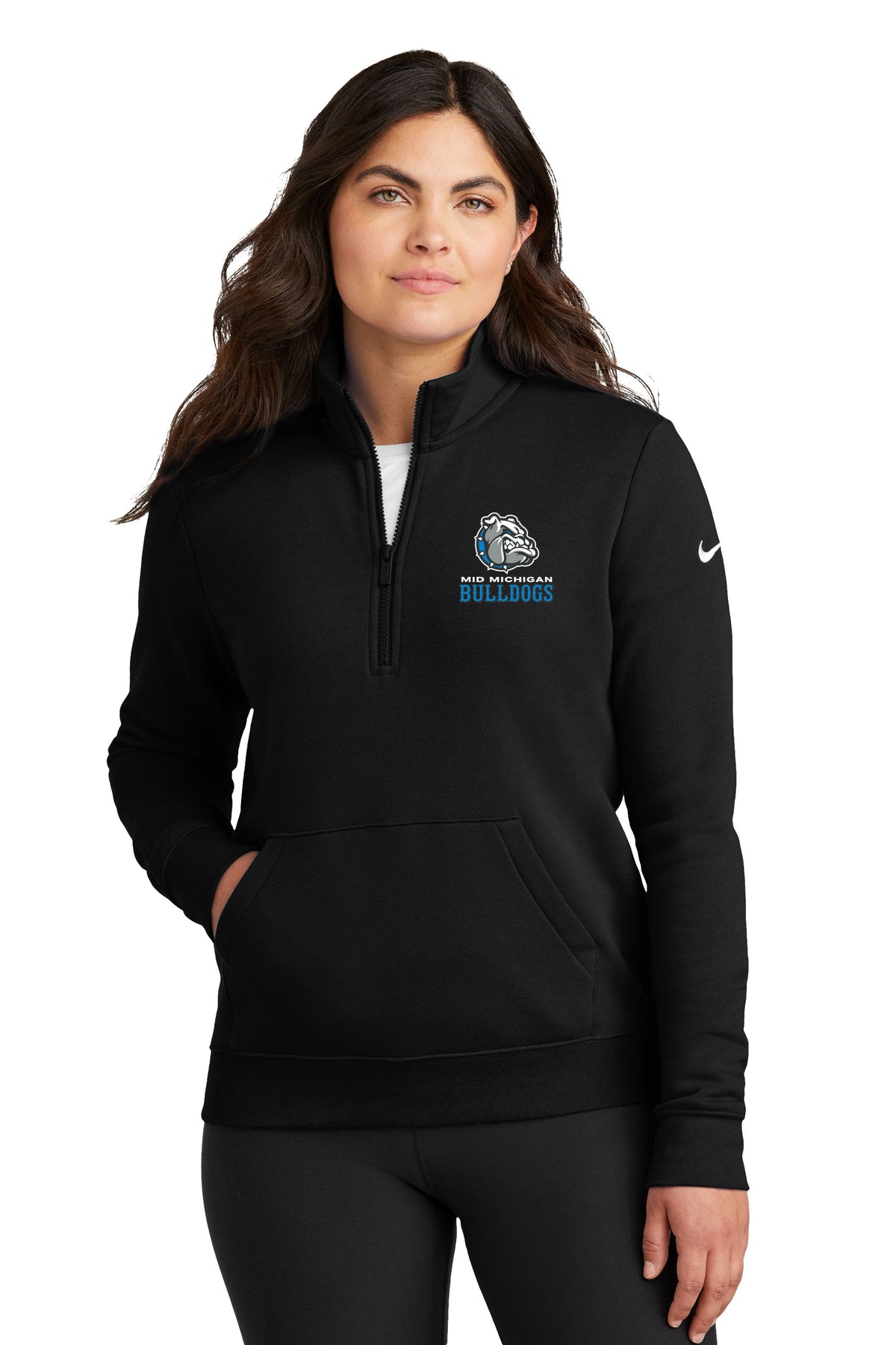 Mid Michigan Bulldogs Nike Women's Club Fleece Sleeve Swoosh 1/2-Zip