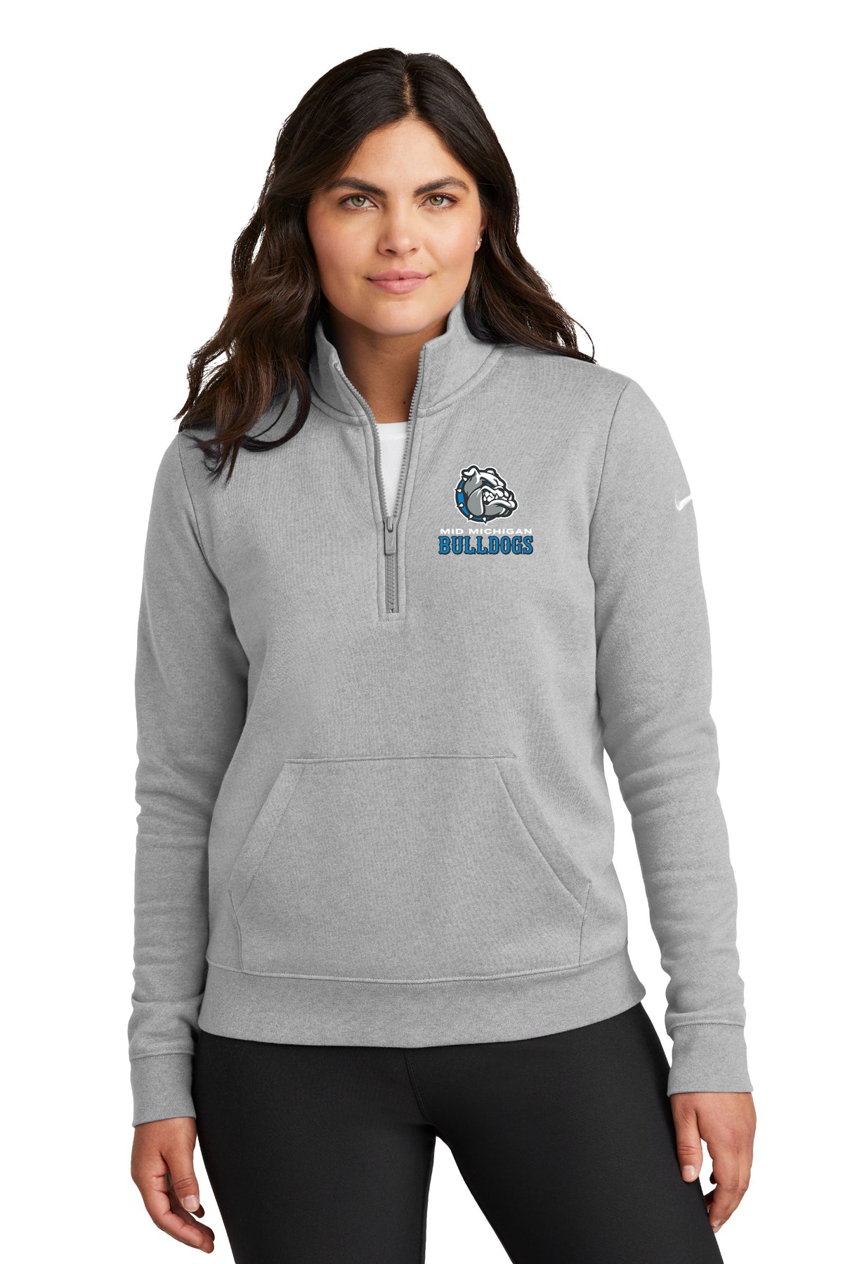 Mid Michigan Bulldogs Nike Women's Club Fleece Sleeve Swoosh 1/2-Zip