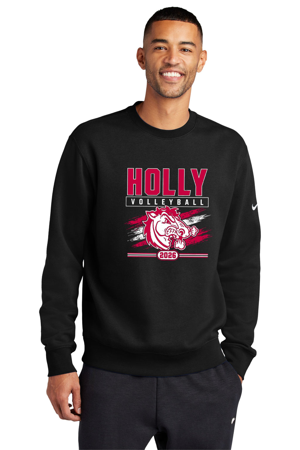 Holly Volleyball Nike Club Fleece Sleeve Swoosh Crew