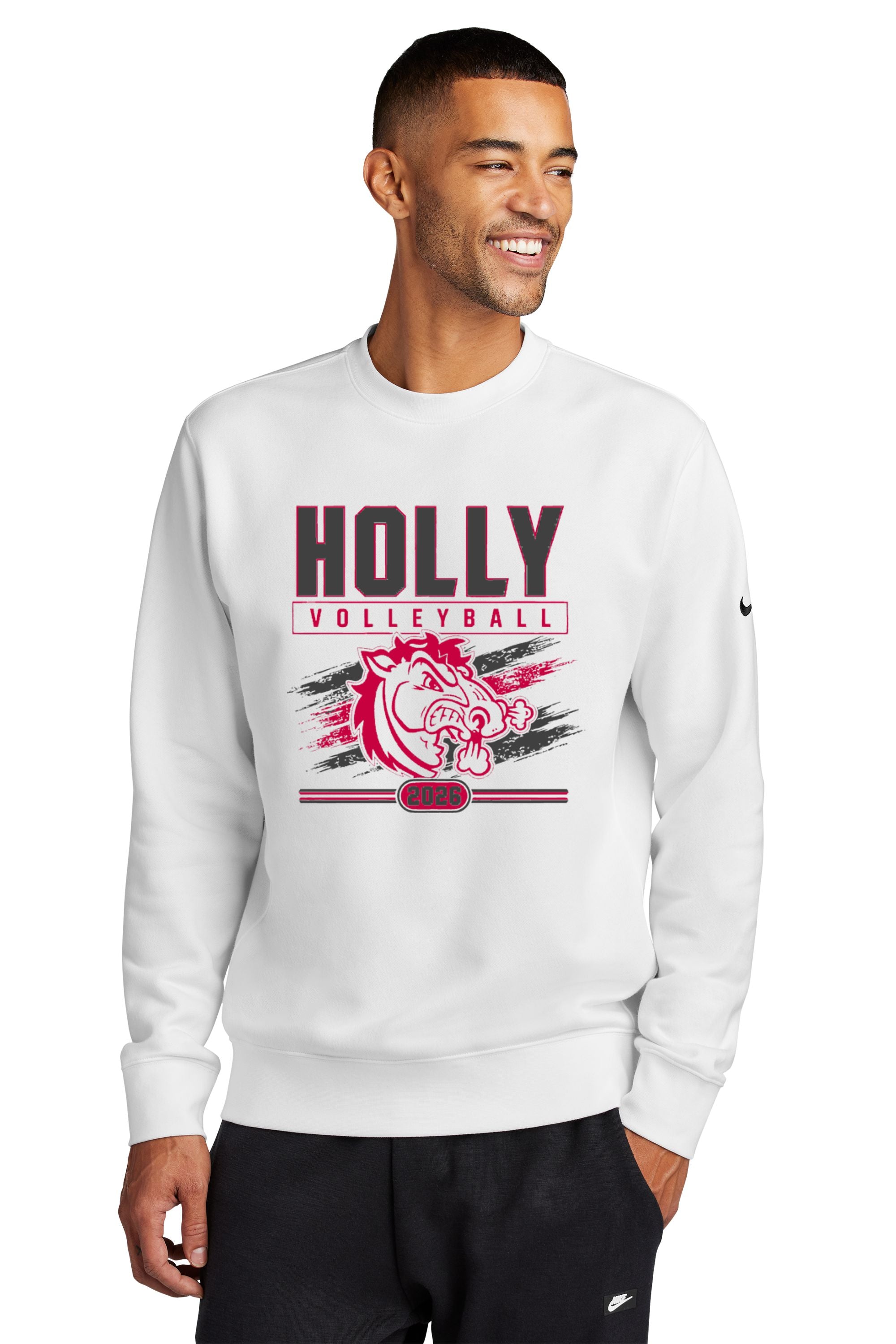 Holly Volleyball Nike Club Fleece Sleeve Swoosh Crew