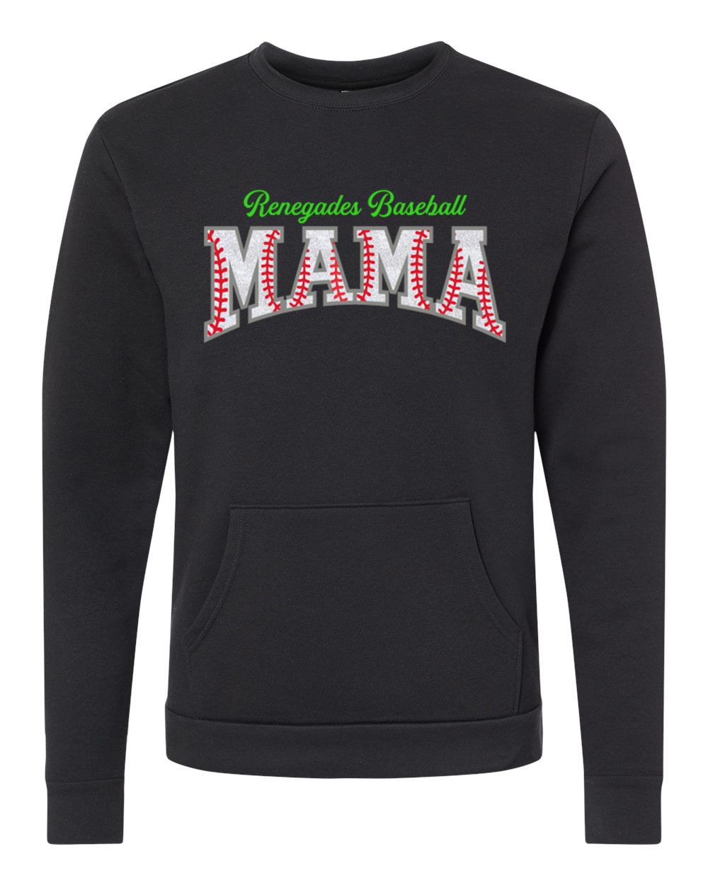Renegades Baseball MAMA Glitter Unisex Santa Cruz Pocket Sweatshirt