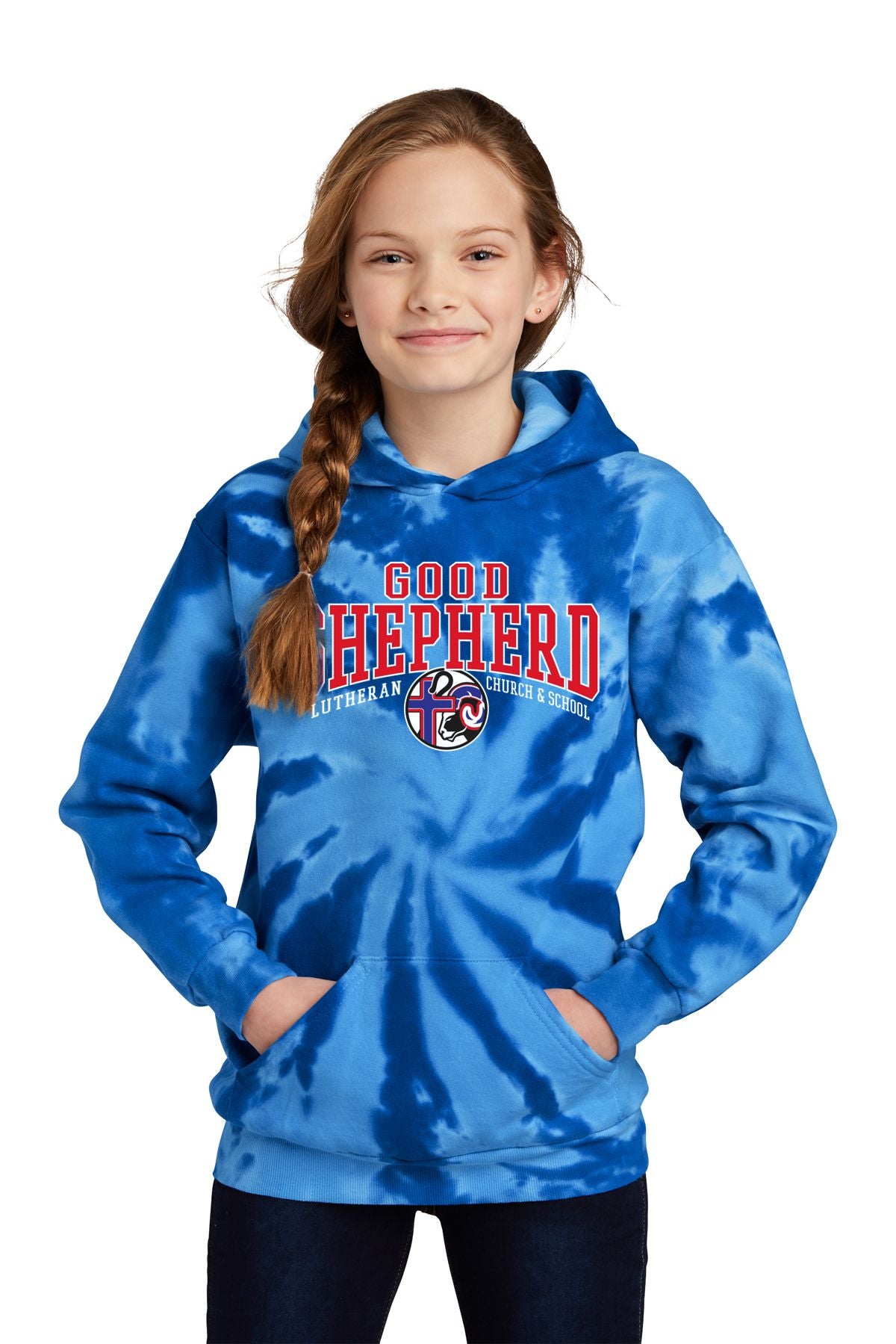 Good Shepherd Lutheran Tie Dye Hooded Sweatshirt