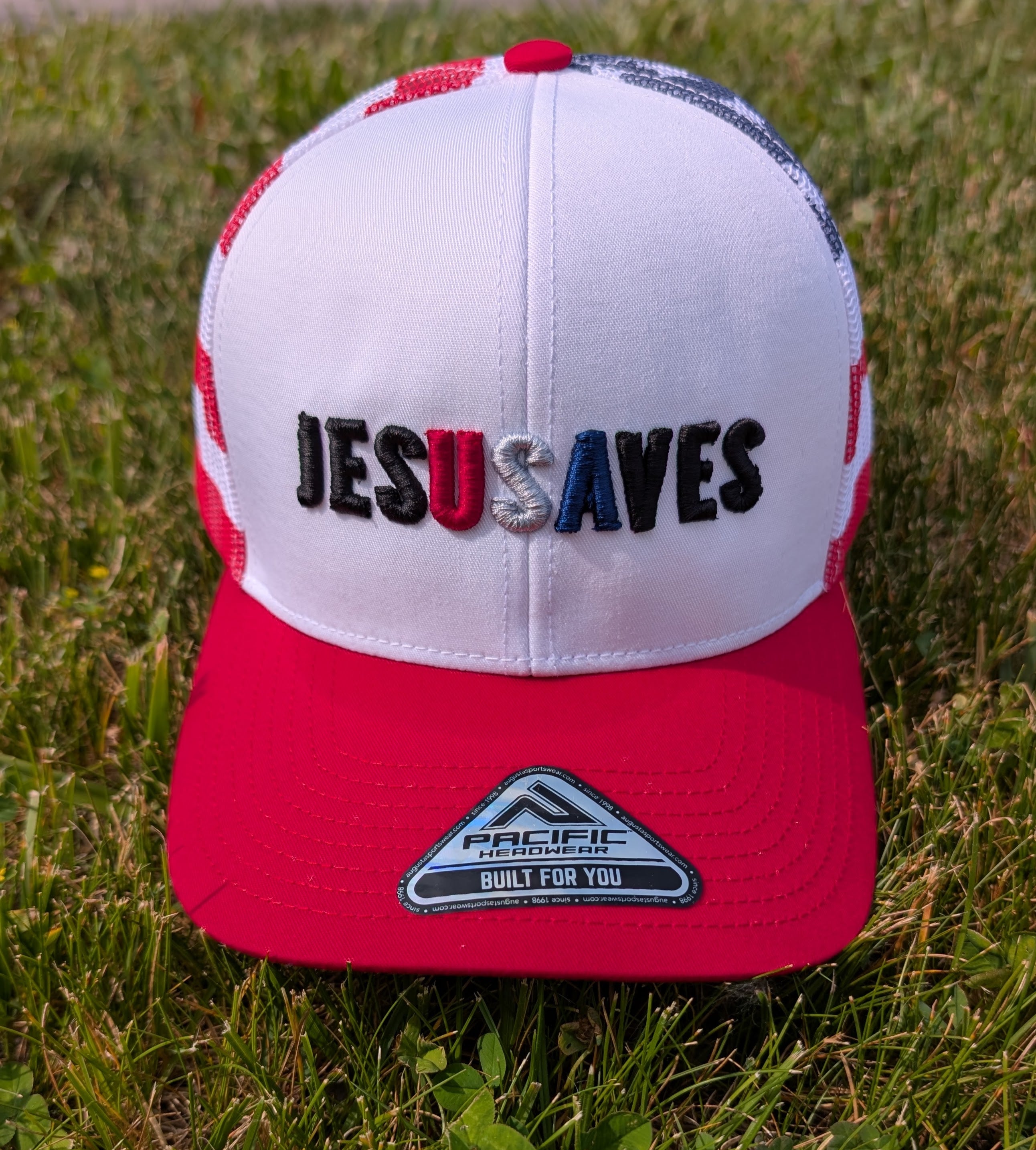 Jesus Saves USA Printed Mesh Trucker Hat