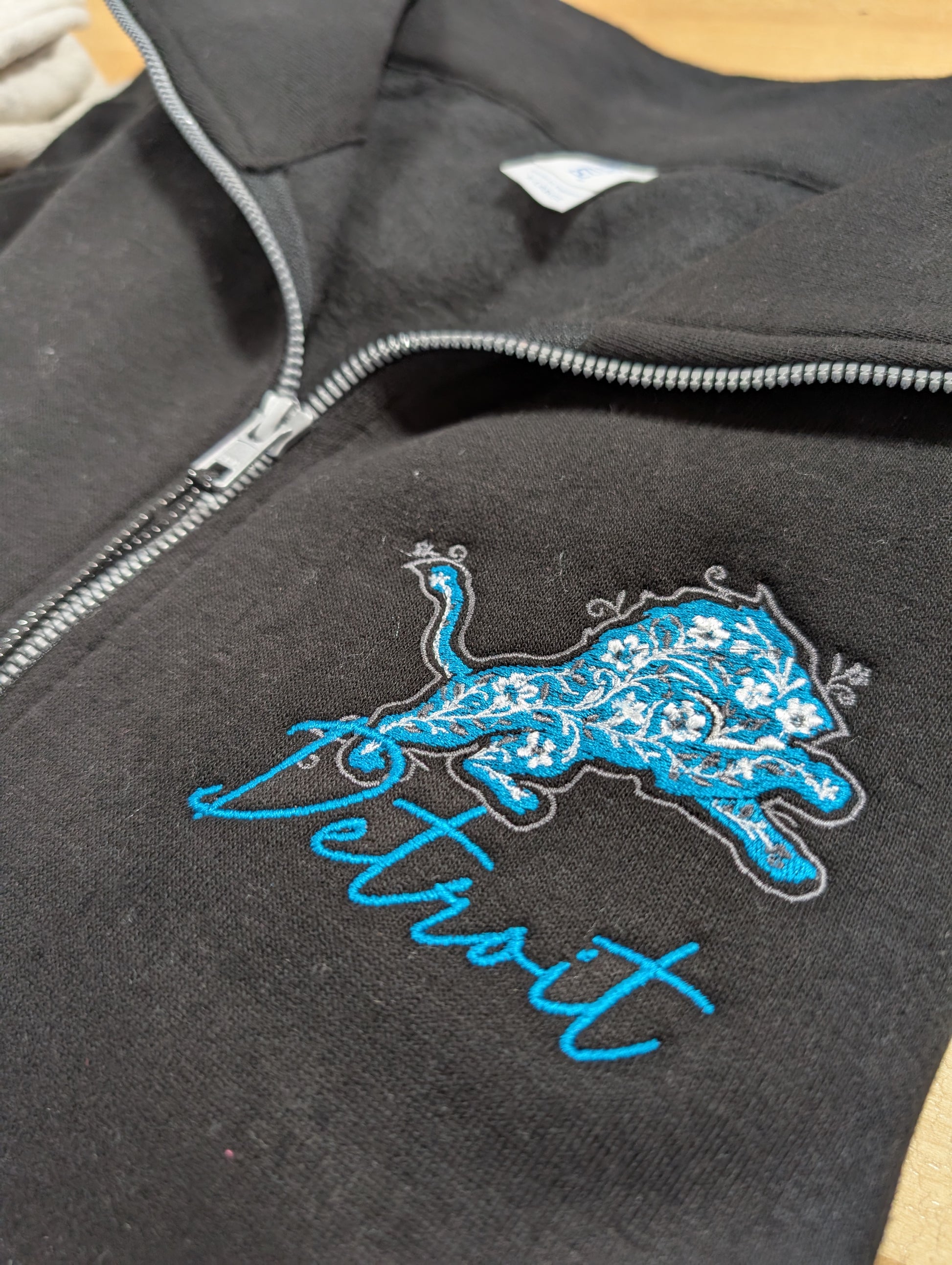 Floral Lion Ladies Boxy Half Zip Fleece