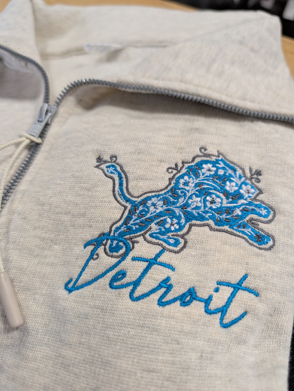 Floral Lion Ladies Boxy Half Zip Fleece