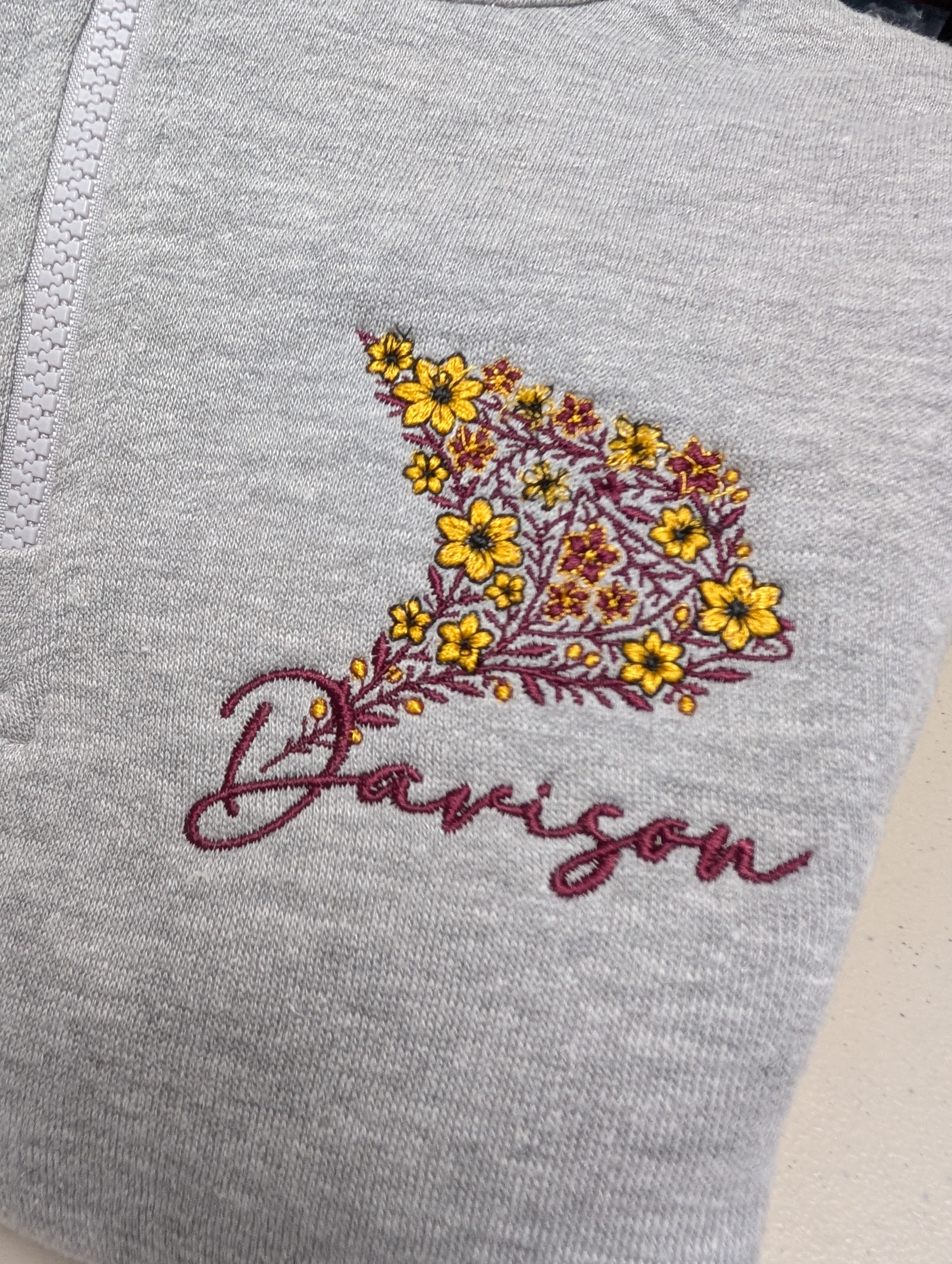 Davison Flower Bird Youth Quarter Zip