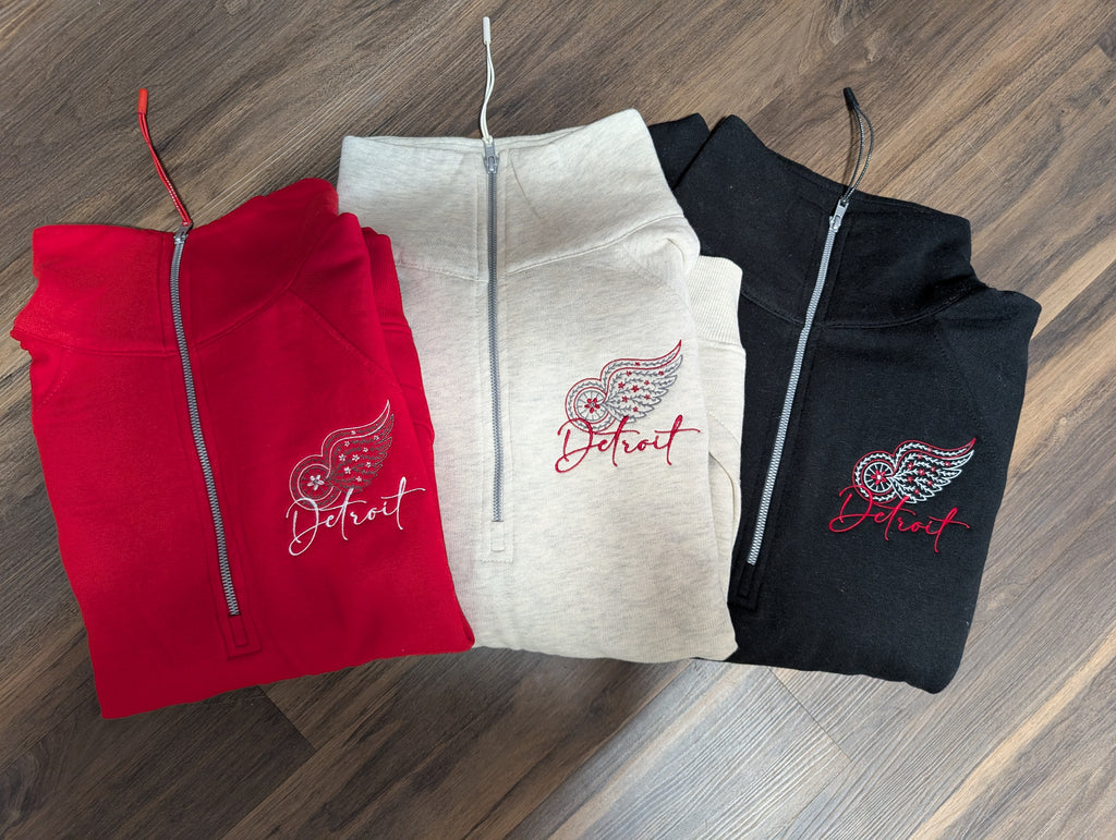 Floral Wings Ladies Boxy Half Zip Fleece