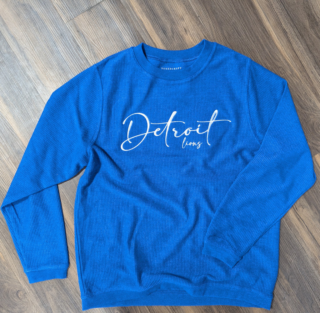 Lions Script Unisex Corded Crewneck Sweatshirt