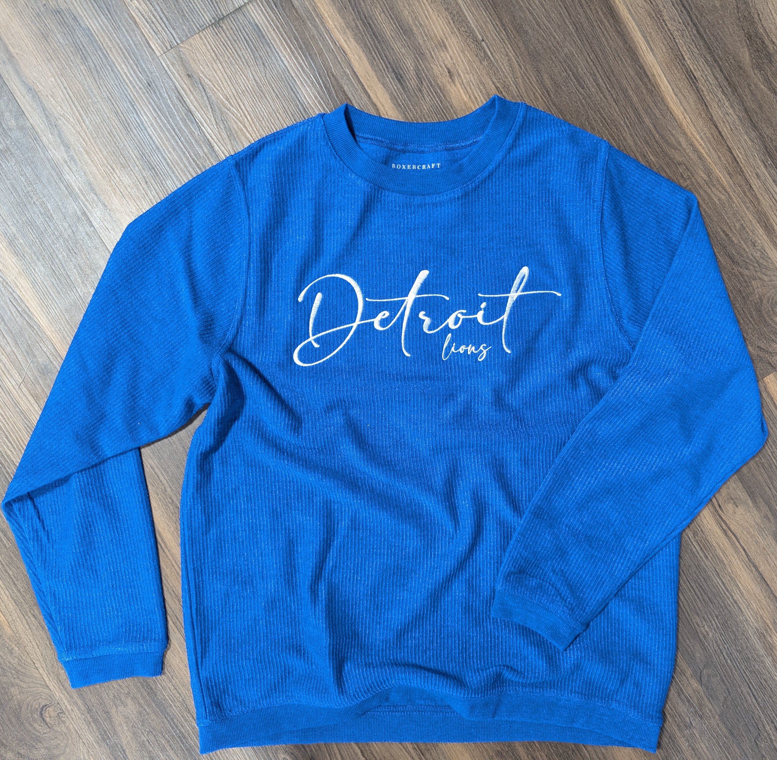 Lions Script Unisex Corded Crewneck Sweatshirt