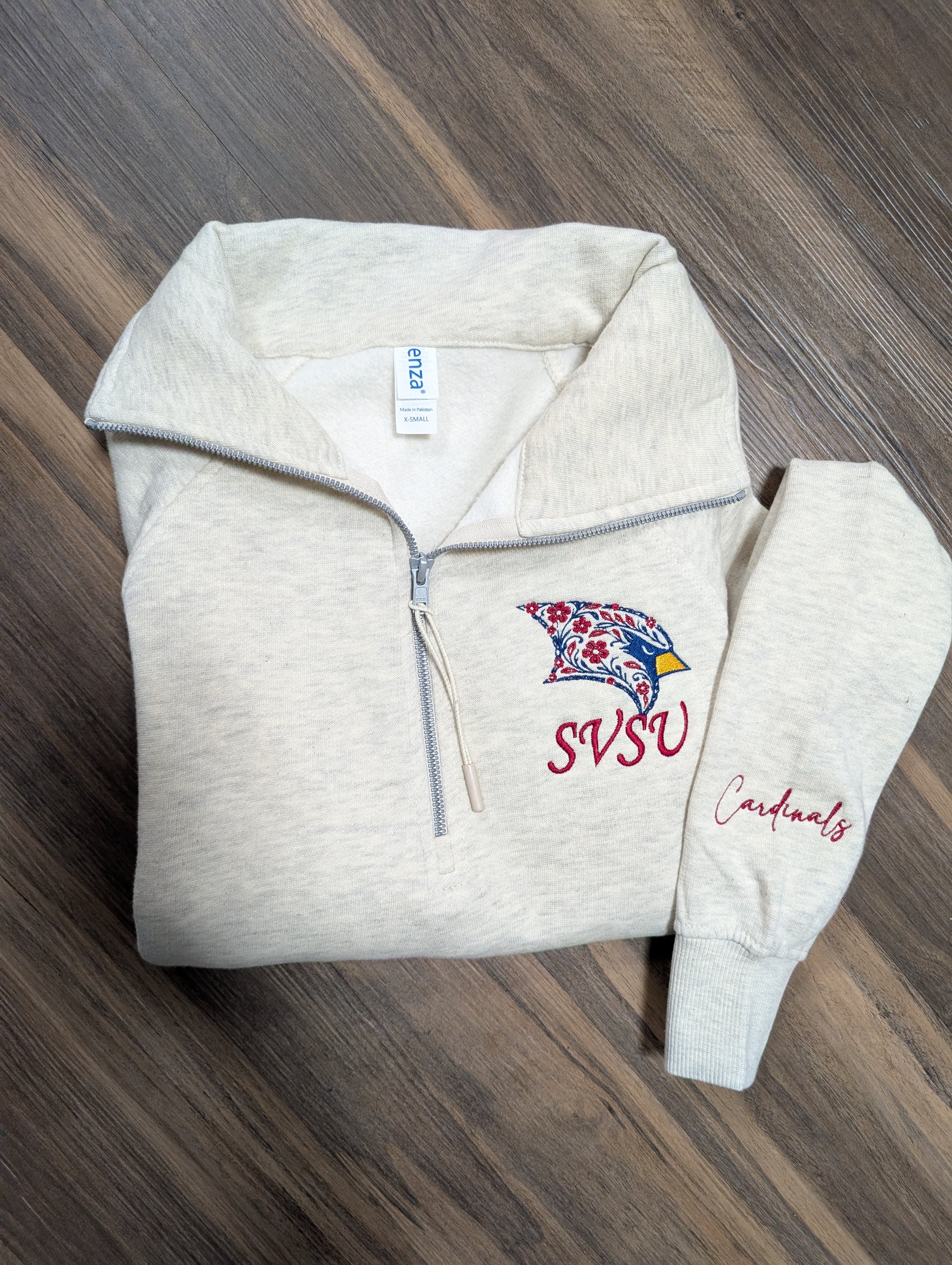 Saginaw Cardinal Floral Ladies Boxy Half Zip Fleece