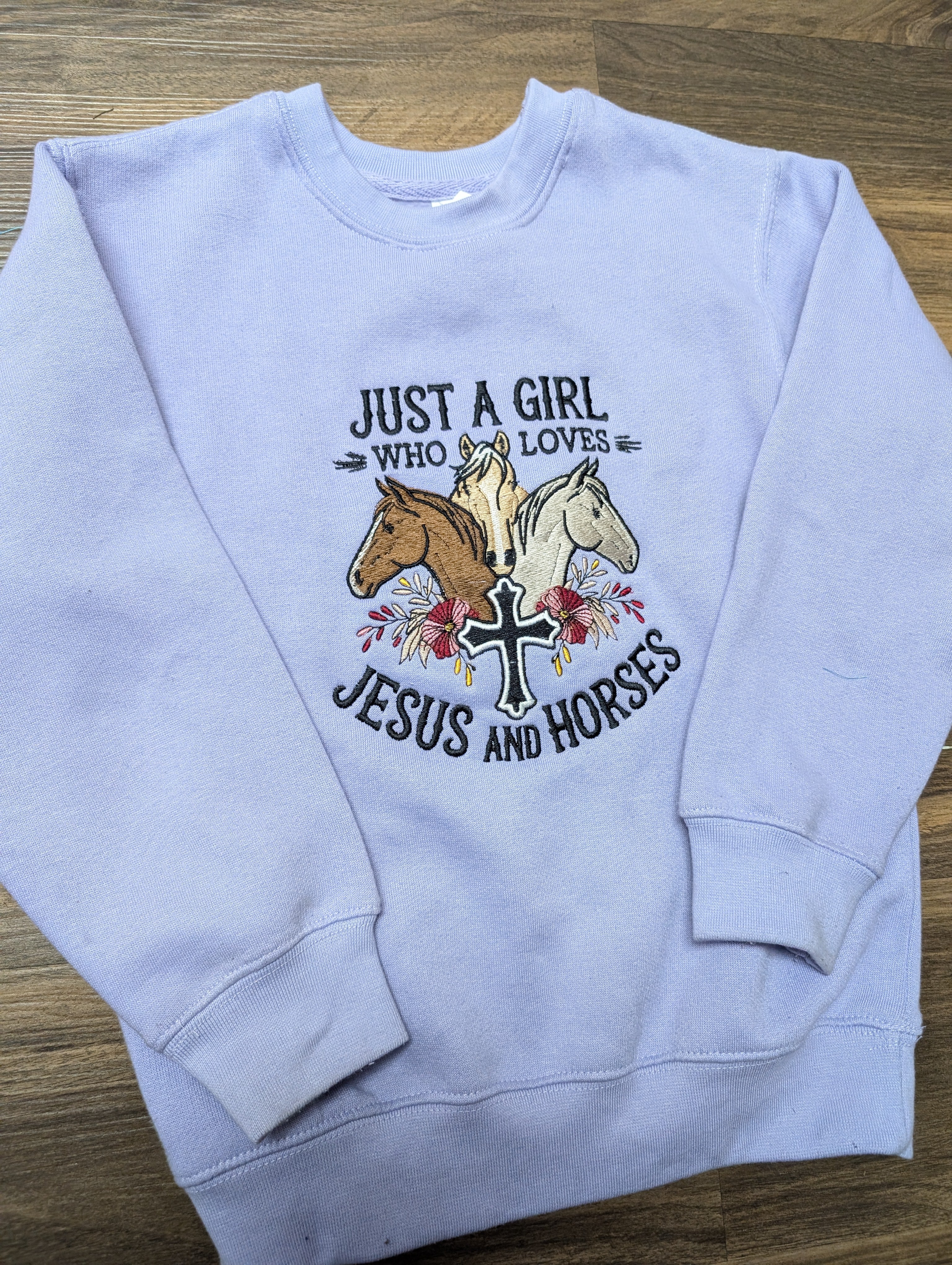 Just a Girl Who Loves Jesus and Horses Youth Sweatshirt