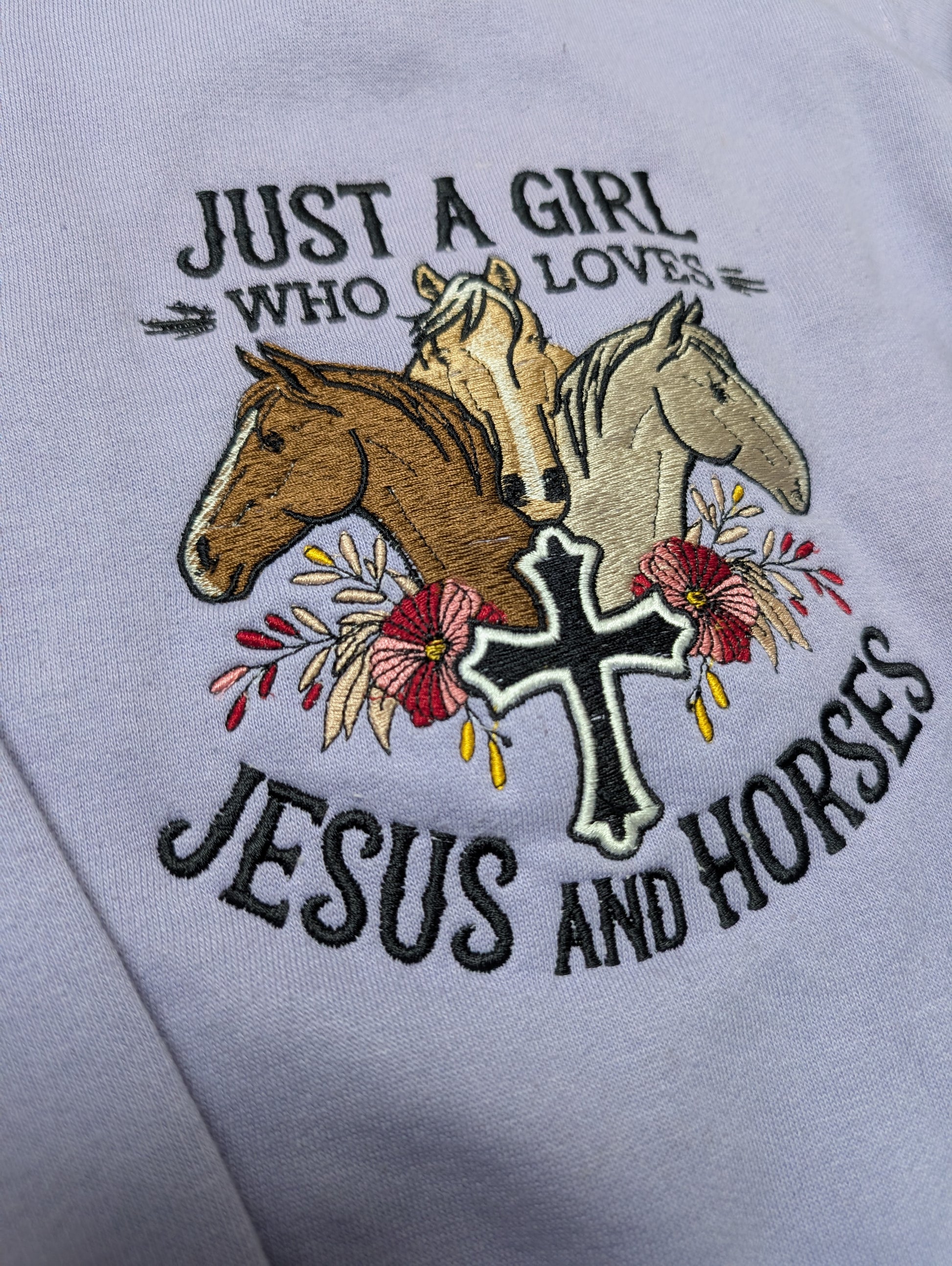 Just a Girl Who Loves Jesus and Horses Youth Sweatshirt