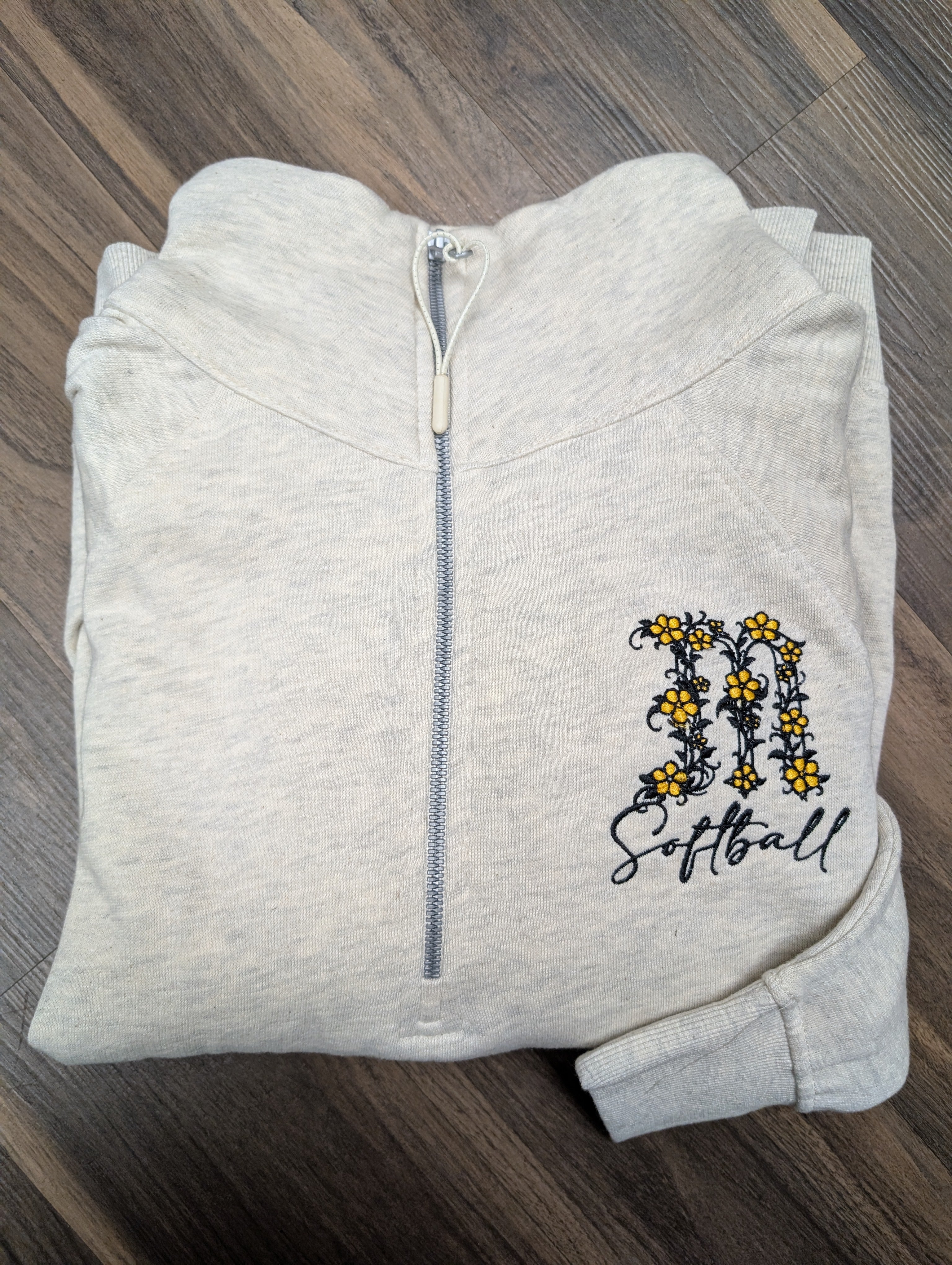 Mott Softball Floral Ladies Boxy Half Zip Fleece