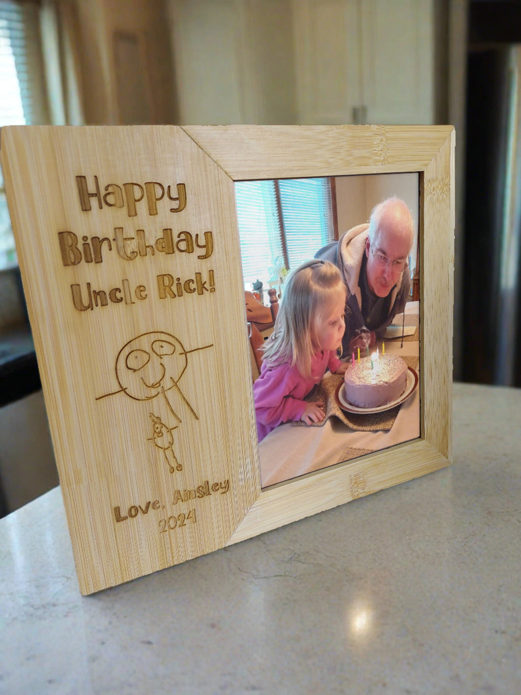 Custom Engraved Bamboo Photo Frame