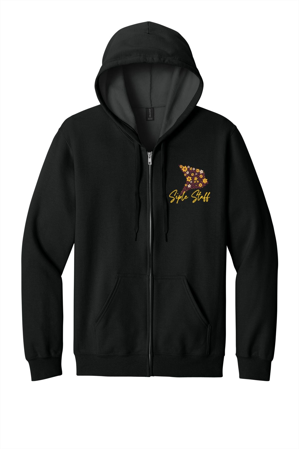 Siple Staff Floral Cardinal Embroidered Softstyle® Midweight Fleece Full-Zip Hooded Sweatshirt