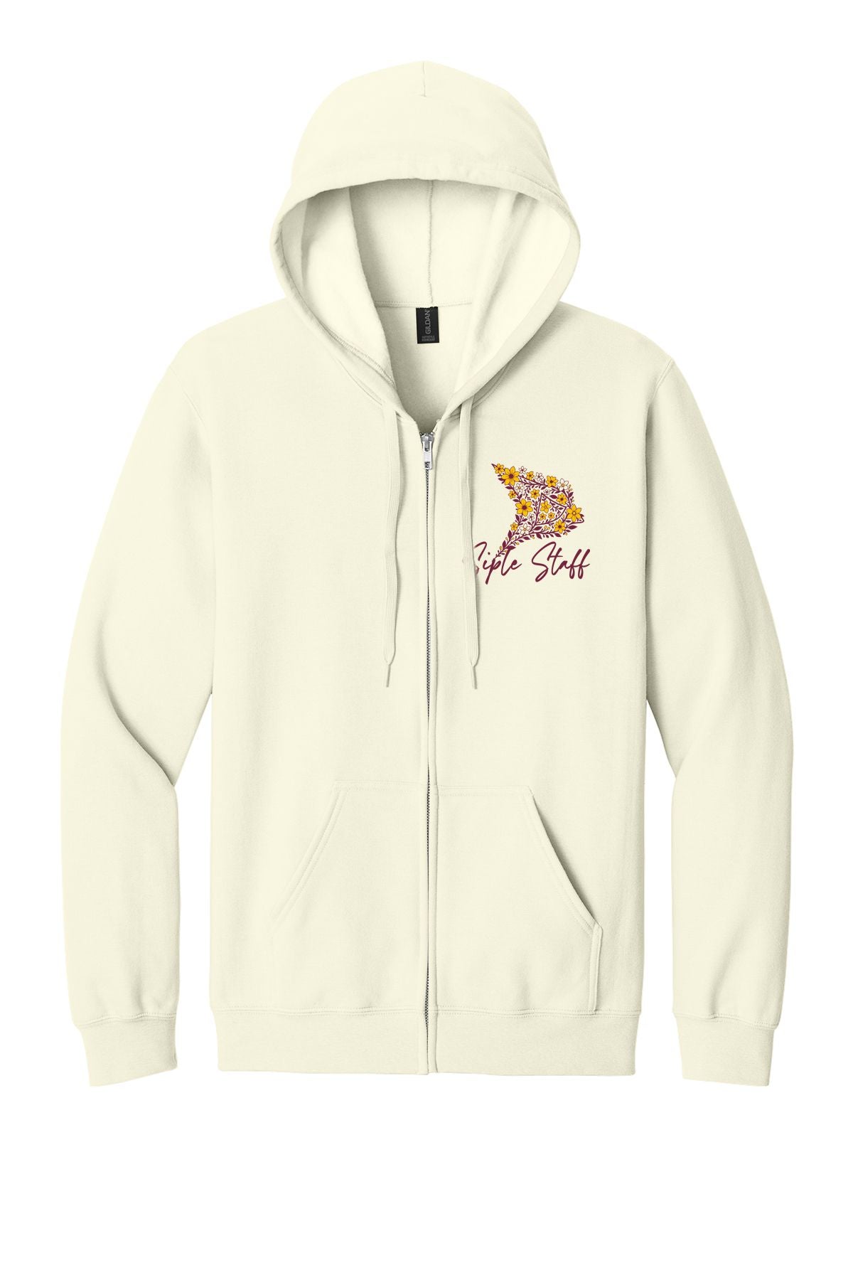 Siple Staff Floral Cardinal Embroidered Softstyle® Midweight Fleece Full-Zip Hooded Sweatshirt