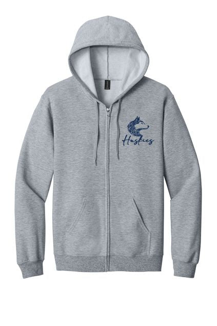 Hemlock Huskies Floral Embroidered Softstyle® Midweight Fleece Full-Zip Hooded Sweatshirt