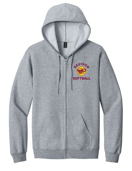 Davison Softball Softstyle® Midweight Fleece Full-Zip Hooded Sweatshirt