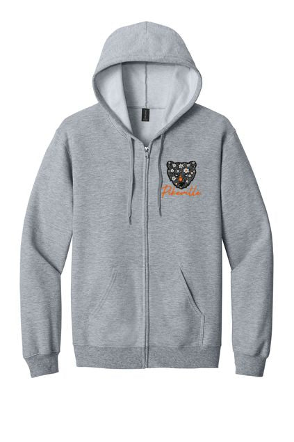 Pikeville Floral Embroidered Softstyle® Midweight Fleece Full-Zip Hooded Sweatshirt
